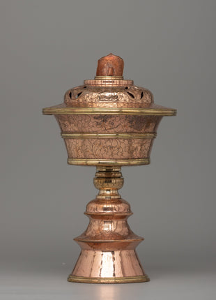 Handcrafted Copper Butter Lamp | Tibetan Light Offering Lamp for Rituals