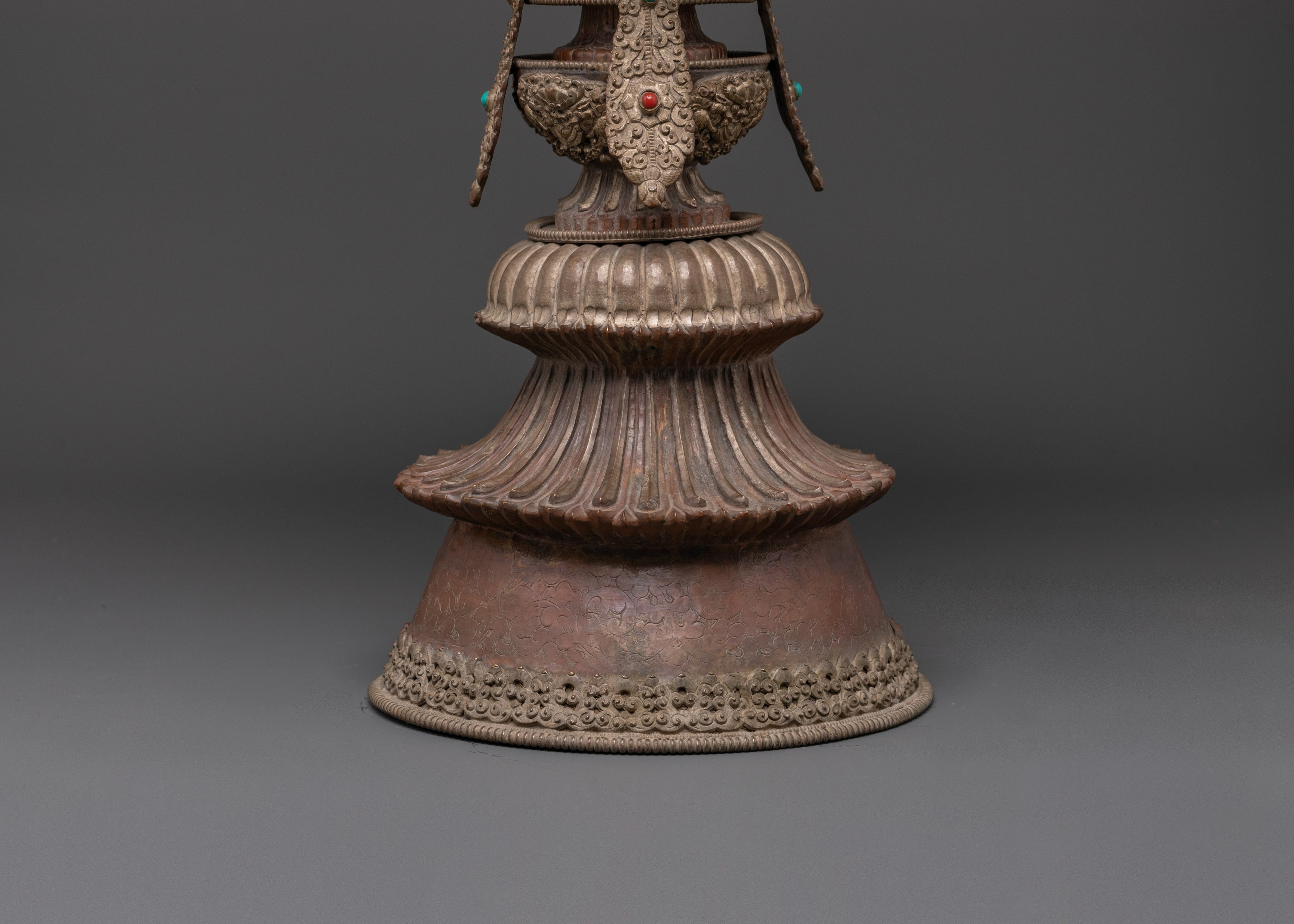 Handmade Spiritual Butter Lamp | Unique Oxidized Copper & Silver Plated Design