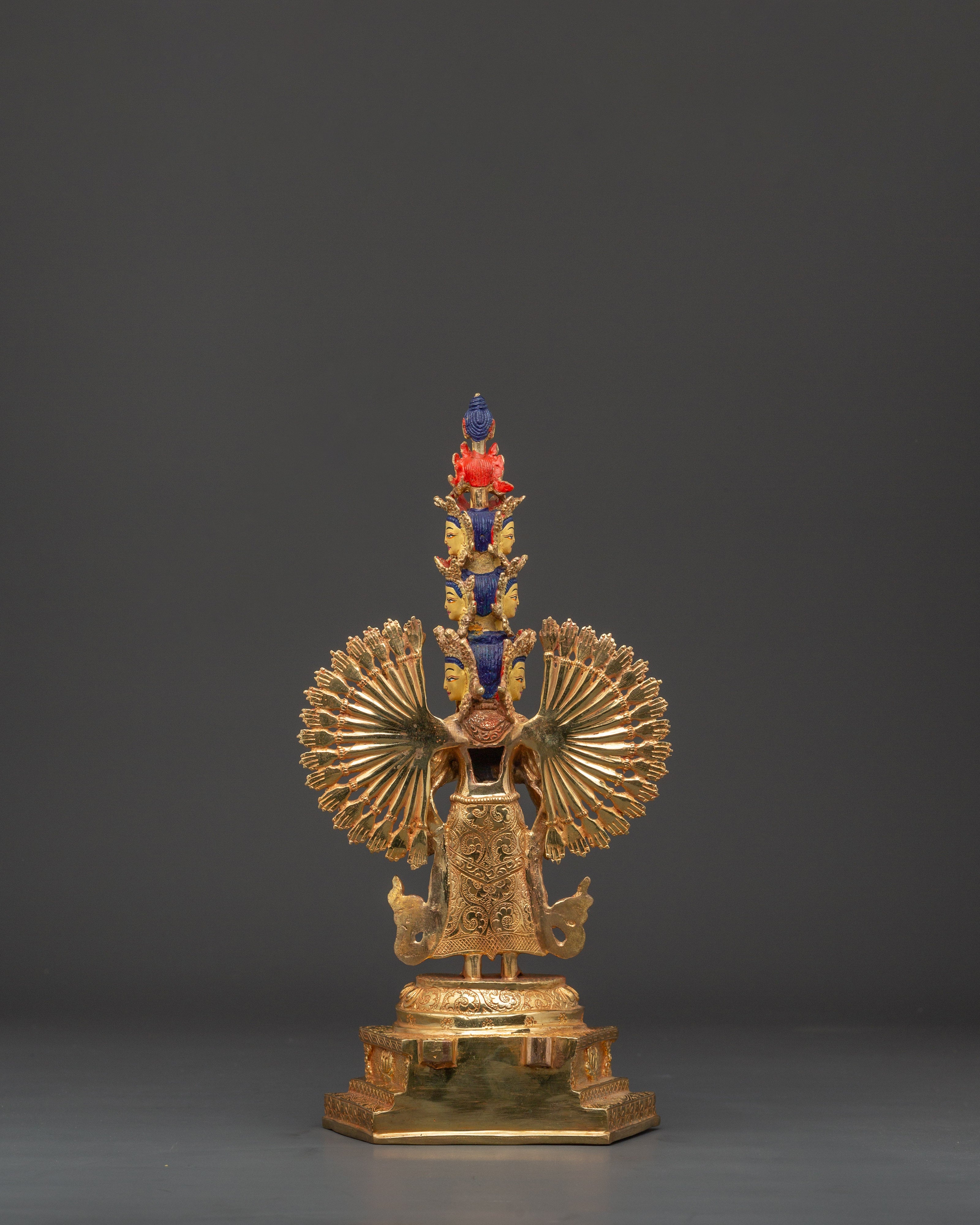 Gold Plated Thousand Armed Chenrezig | Bodhisattva Statue