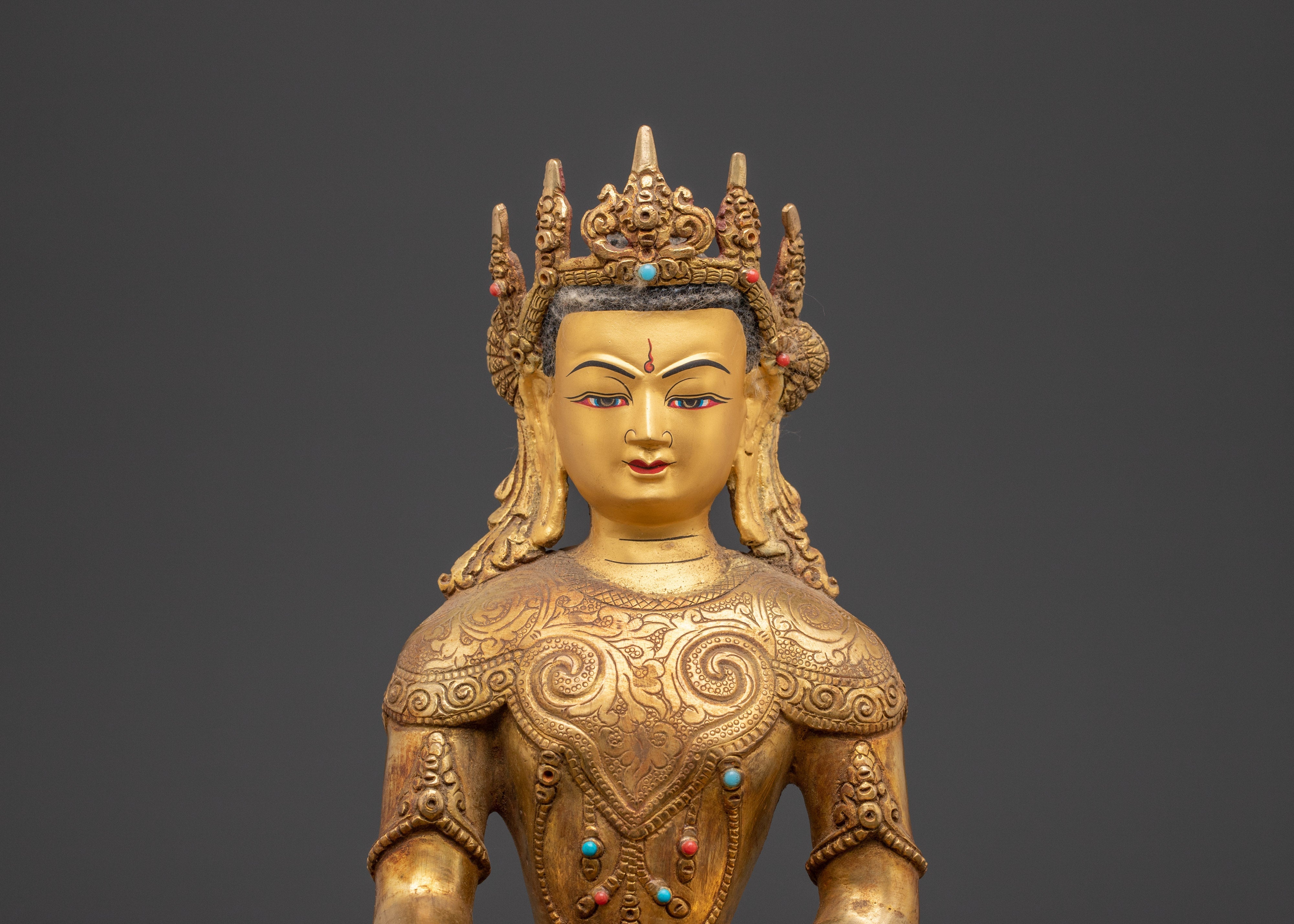 Handcrafted Crown Shakyamuni Buddha Statue | Spiritual Meditation Decor