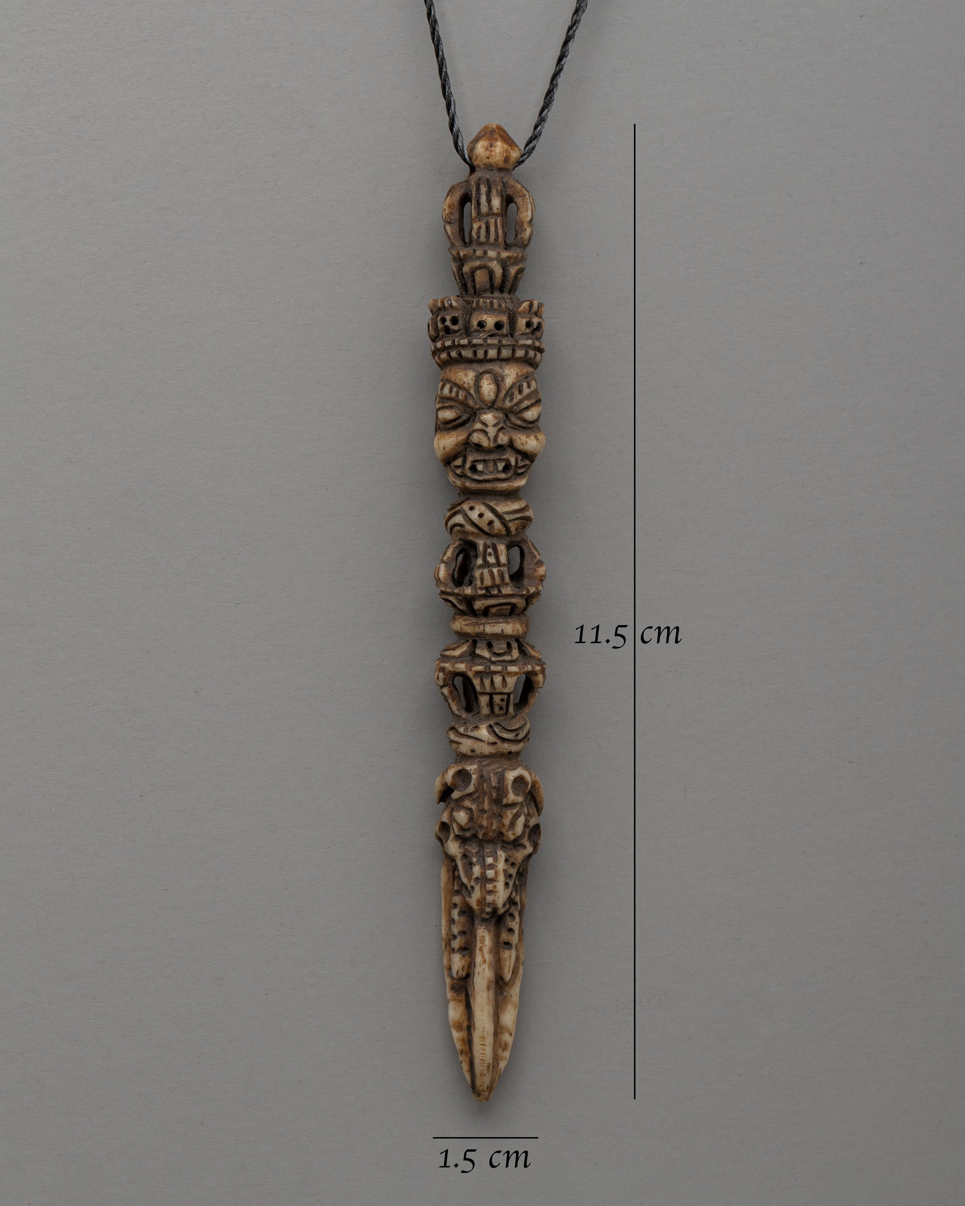 Phurba-Inspired Buffalo Bone Hand-Carved Locket | Perfect Sacred Meditation Pendant