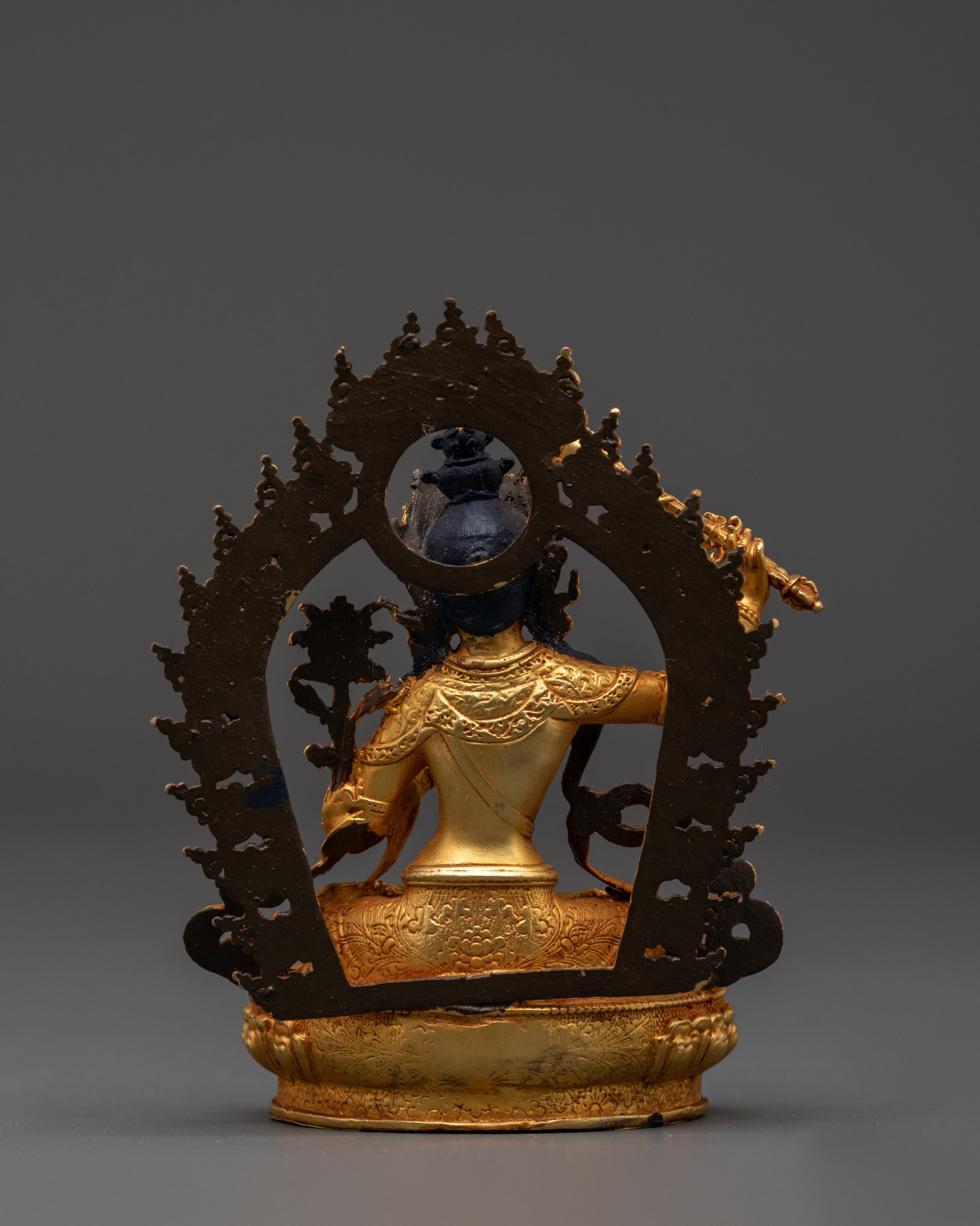 Manjushri Mahayana Deity Statue | Wisdom Bodhisattva in Gold-Plated Copper