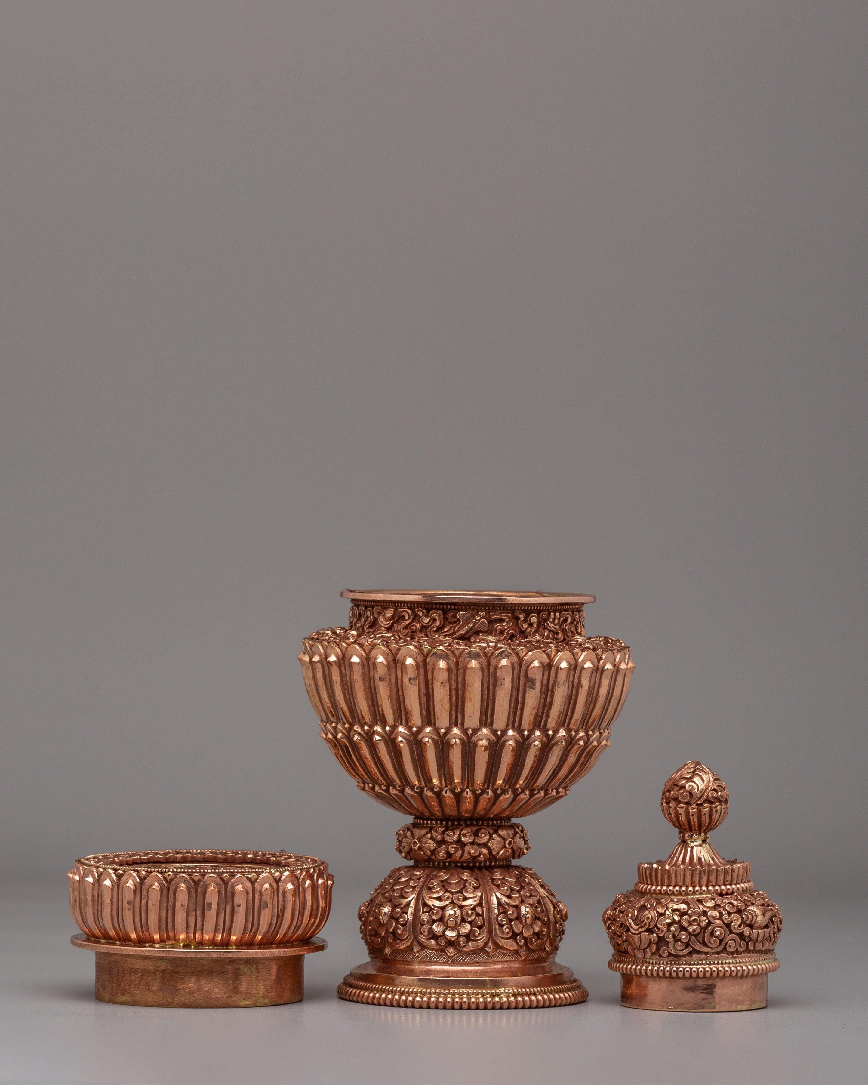 Himalayan Ritual Rice Pot | Buddhist Ceremonial Offering Vessel