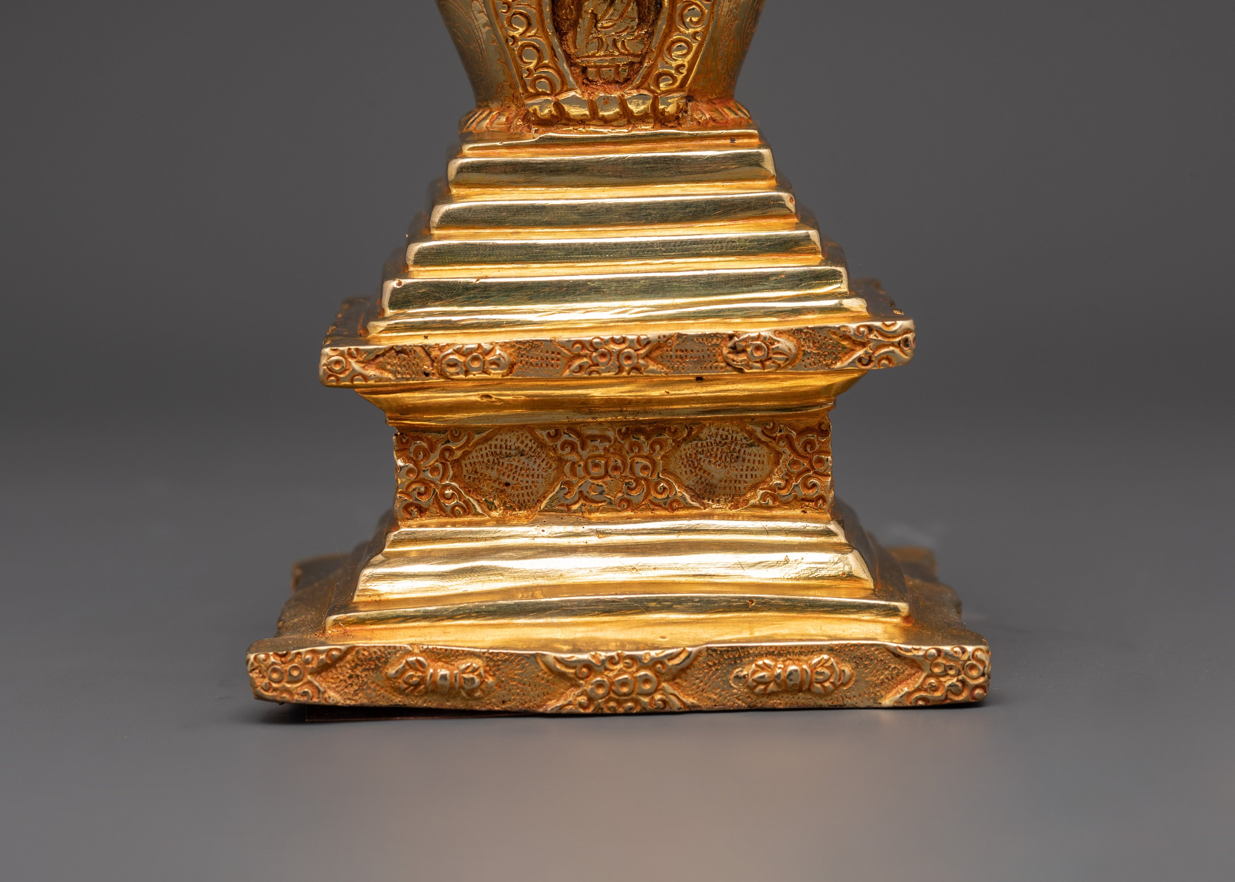 Handcrafted Gold-Plated Tibetan Stupa | Tibetan Ritual Shrine