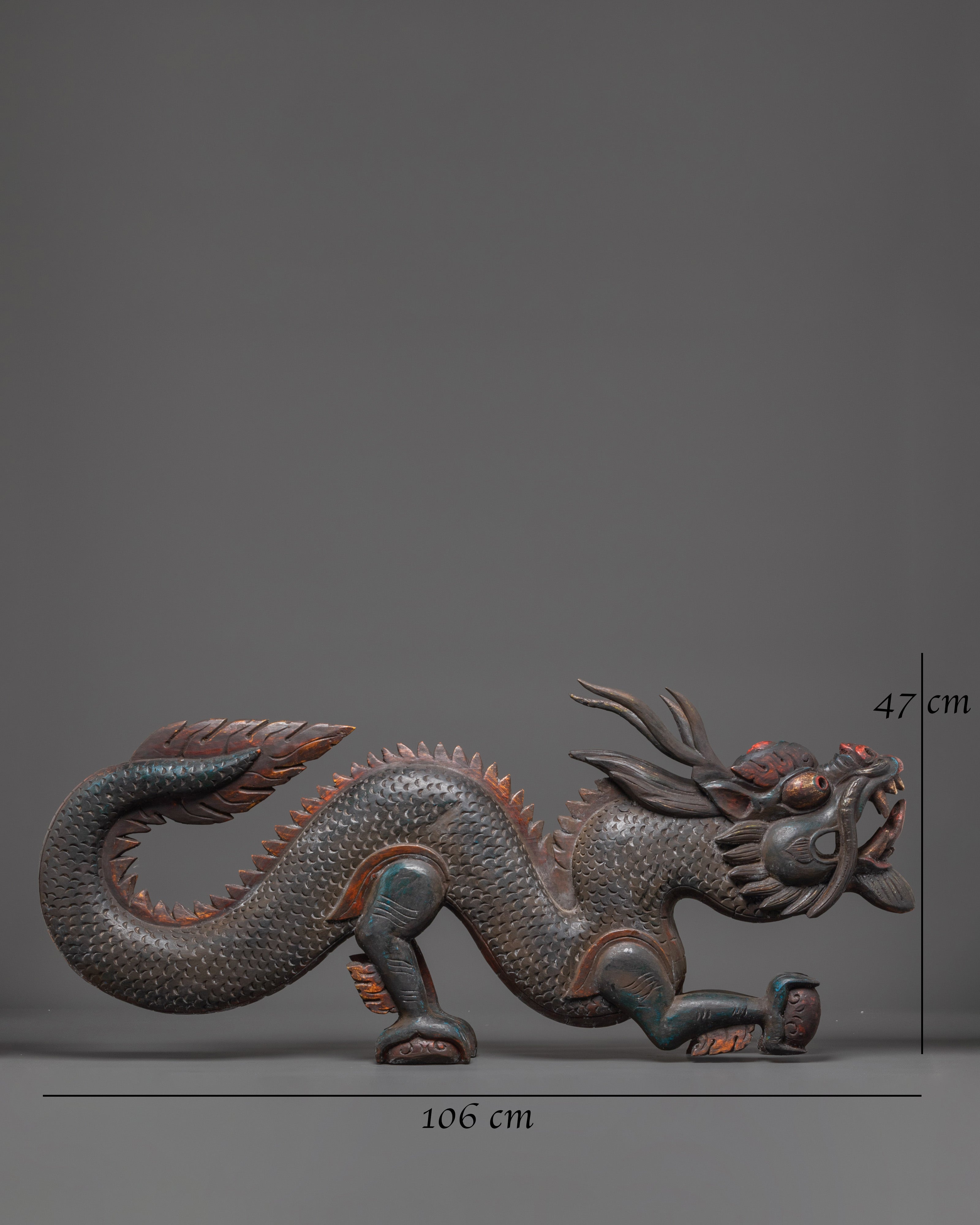 Guardian Dragon Figure | Tibetan Buddhist Wooden Sculpture