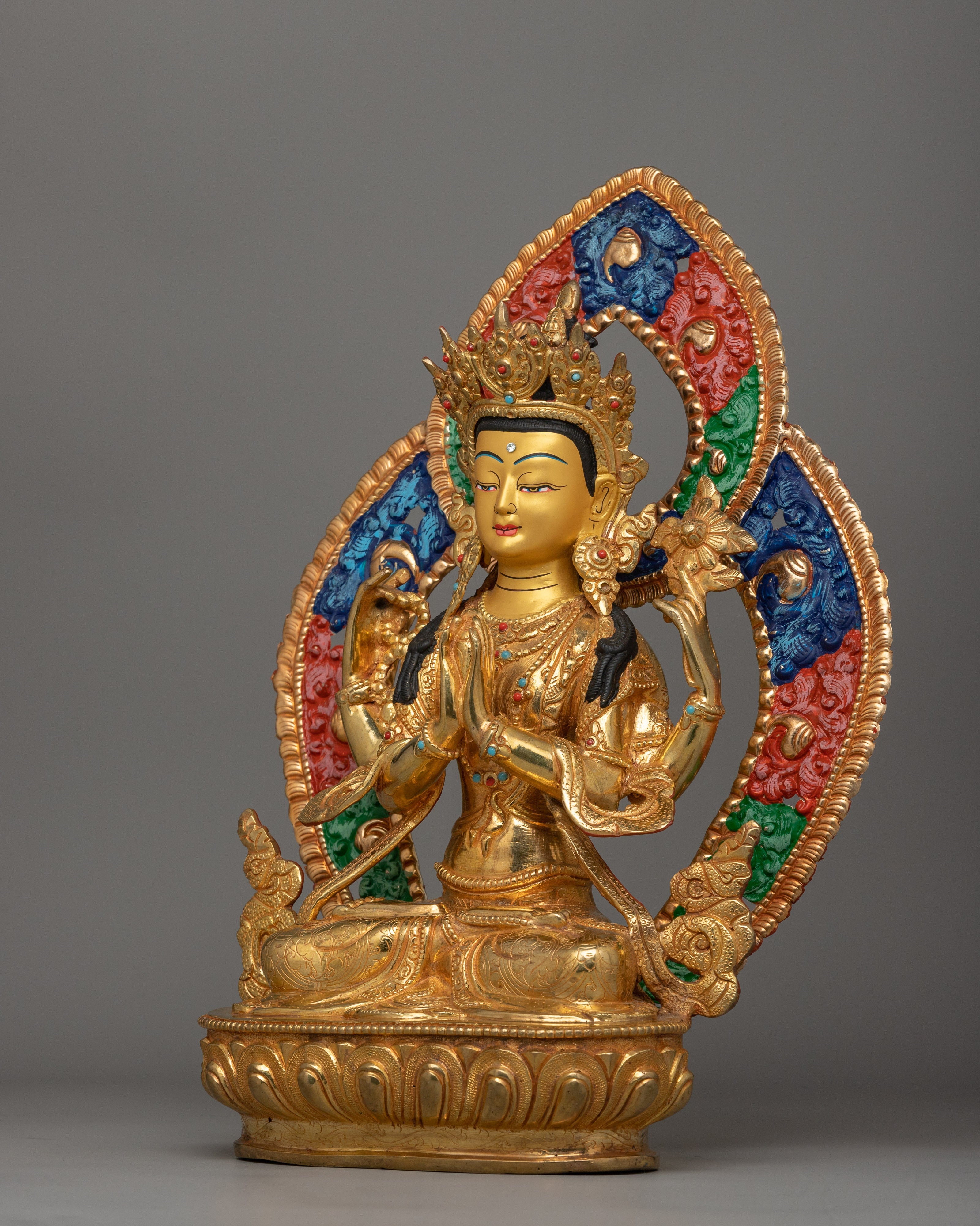 Handcrafted Bodhisattva Chenrezig Statue | Deity of Compassion
