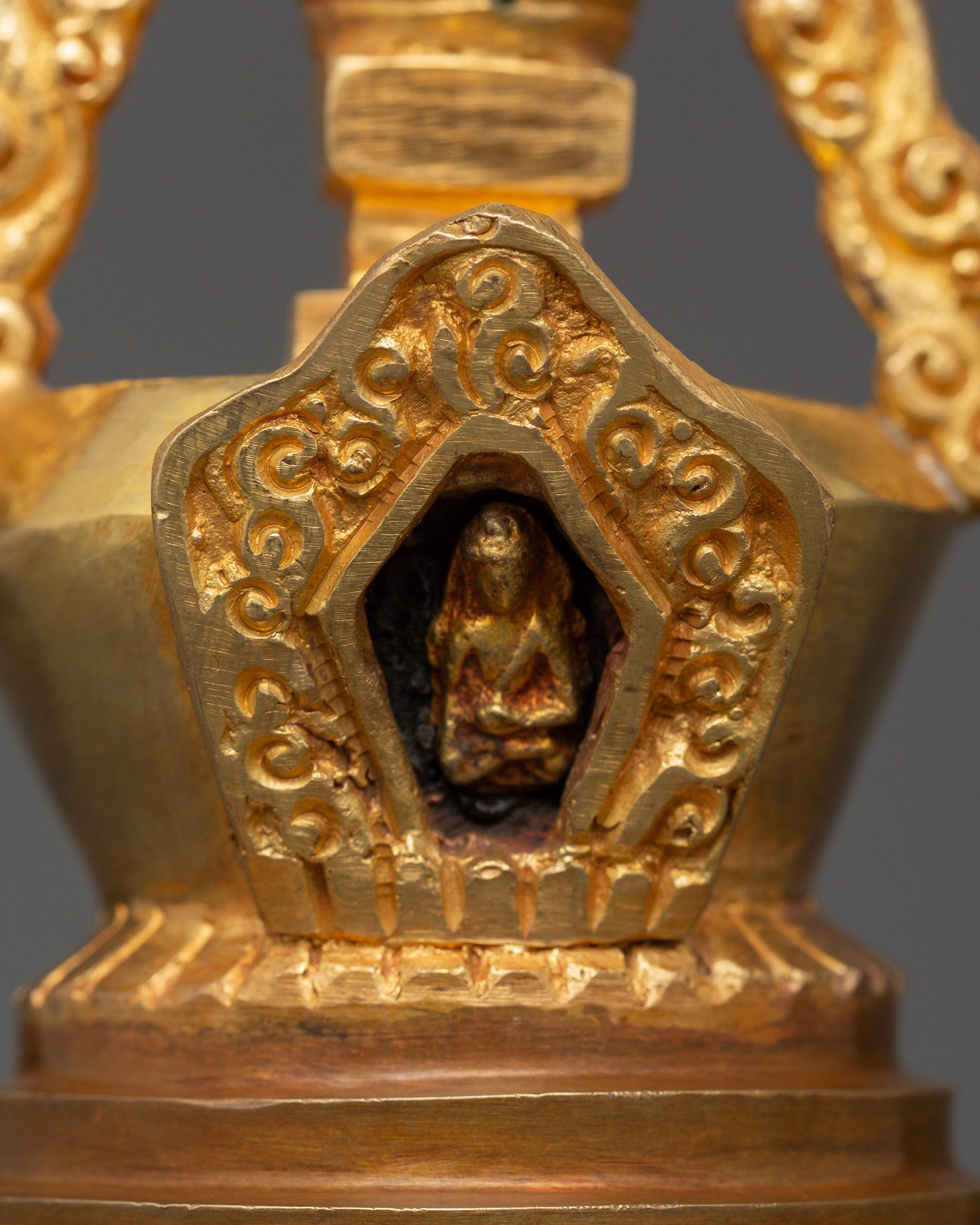 Sacred Tibetan Stupa Statue | Tibetan Buddhist Shrine Artifact