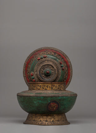 Antique-Style Tibetan Ritual Pot | Copper Body with Brass