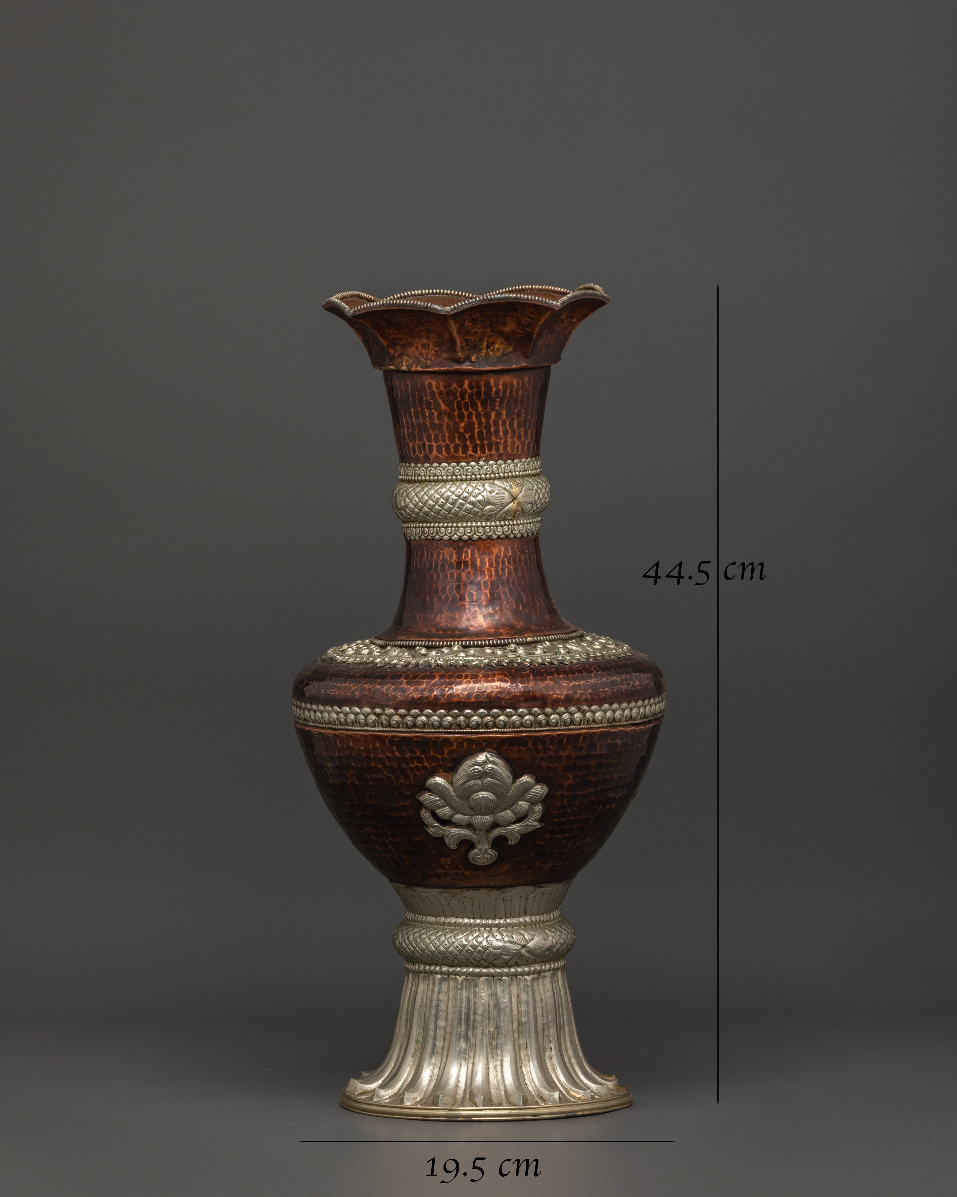 Handcrafted Copper & White Metal Flower Vase Set | Accent Piece Decor