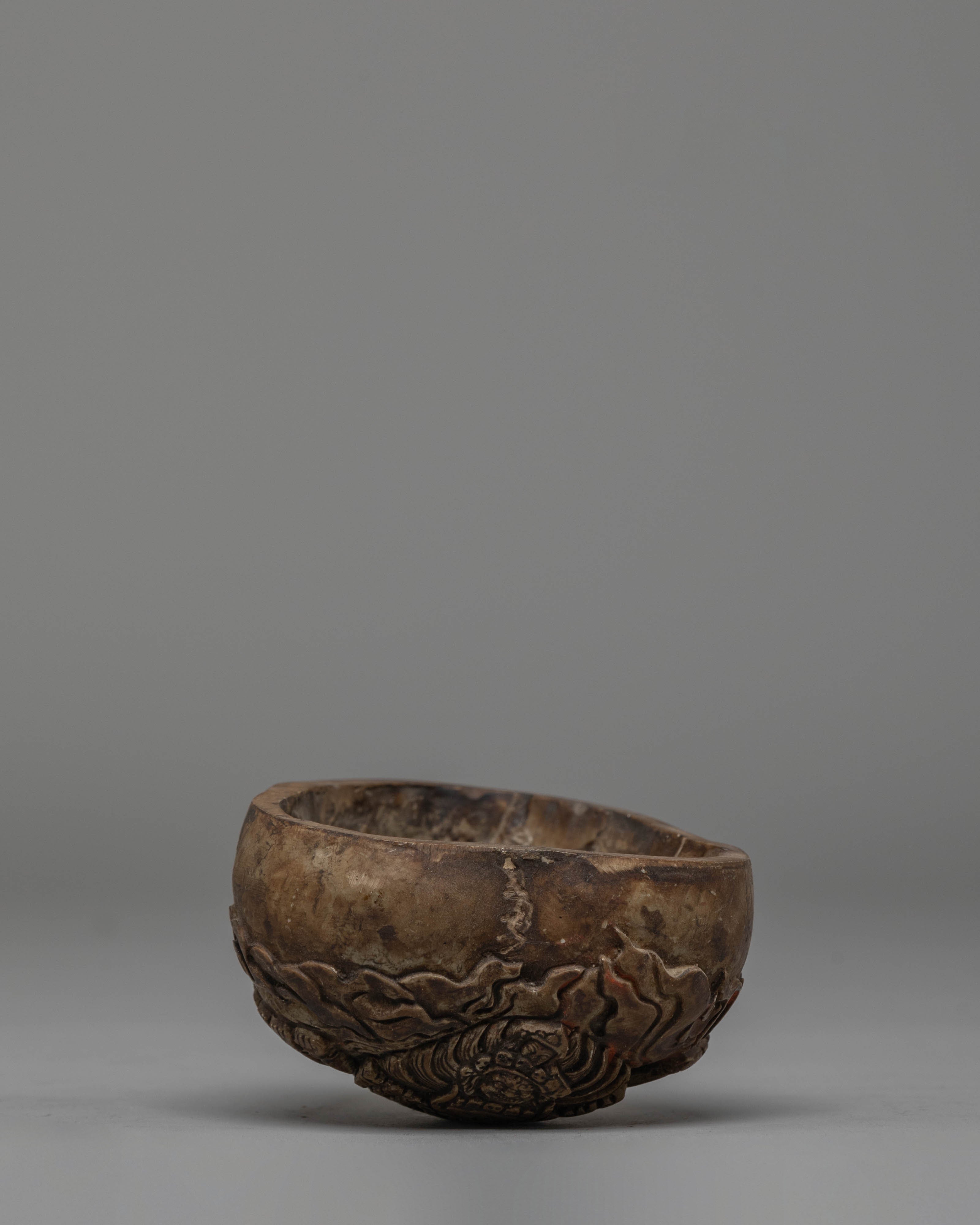 Kapala Sacred Vessel | Ritual Offering Bowl with Yamantaka Deity Carving