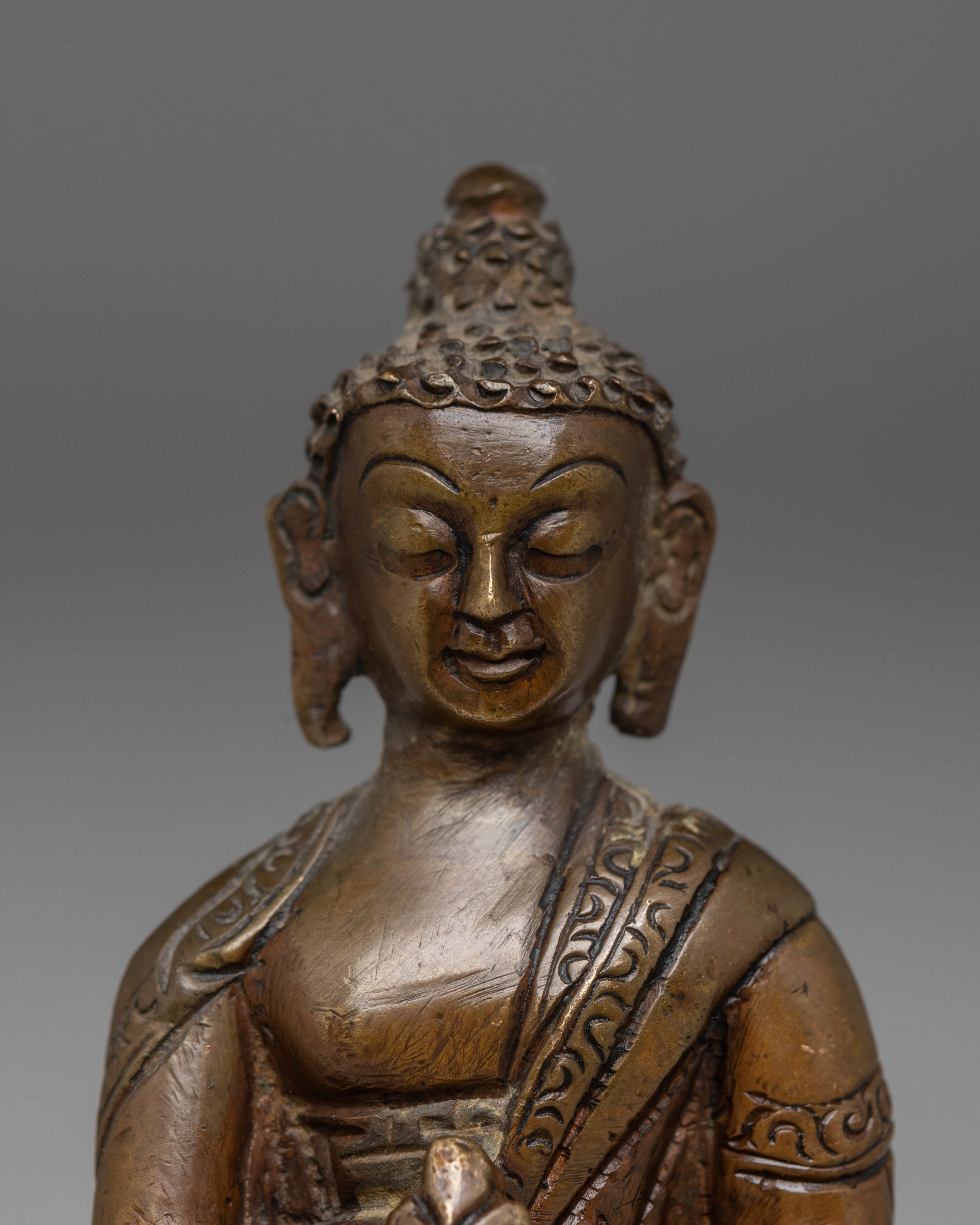 Oxidized Copper Statue of Medicine Buddha | Healing Buddha Sculpture