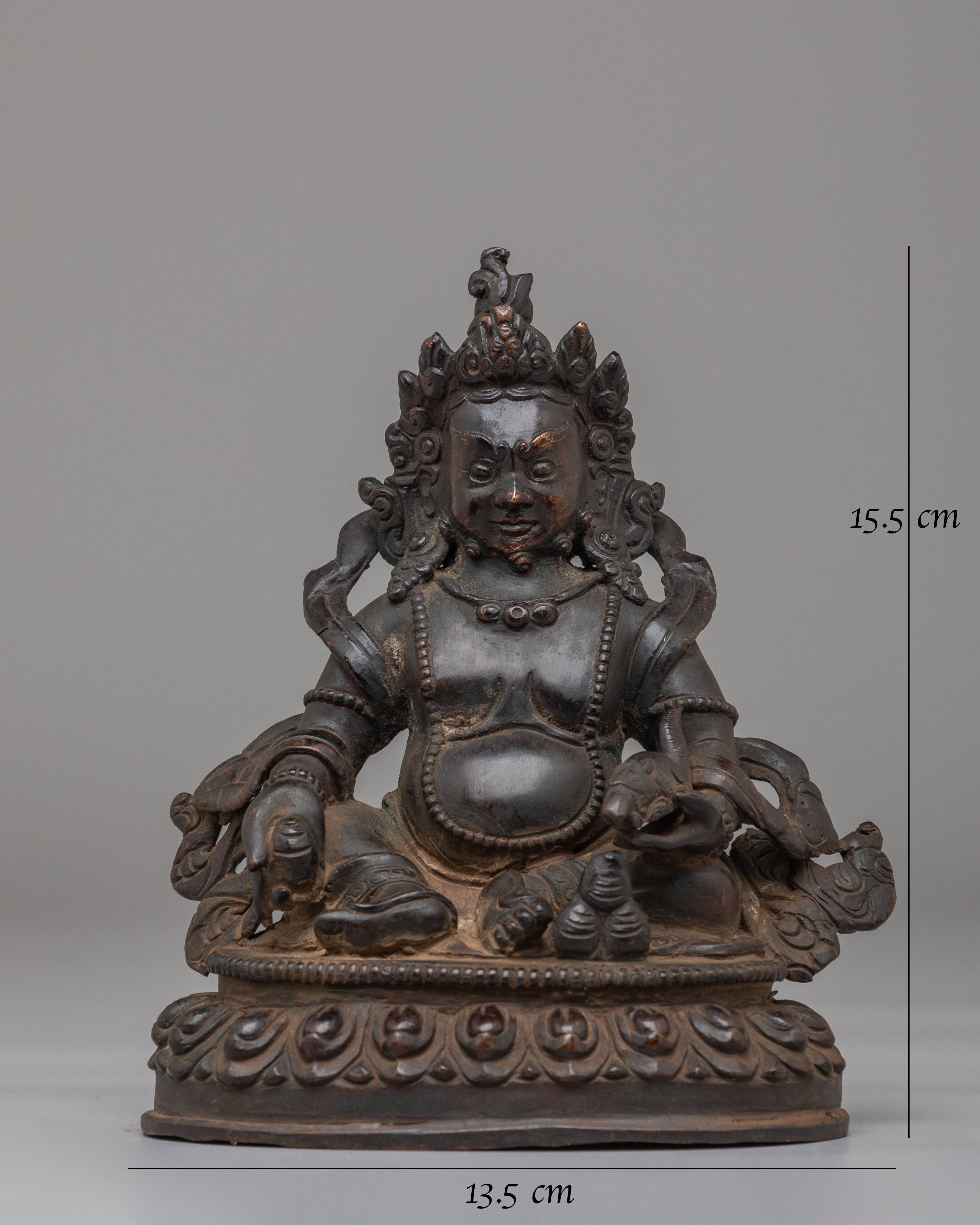 Ceremonial Dzambhala Wealth Deity Sculpture | Tibetan Buddhist Prosperity Figurine