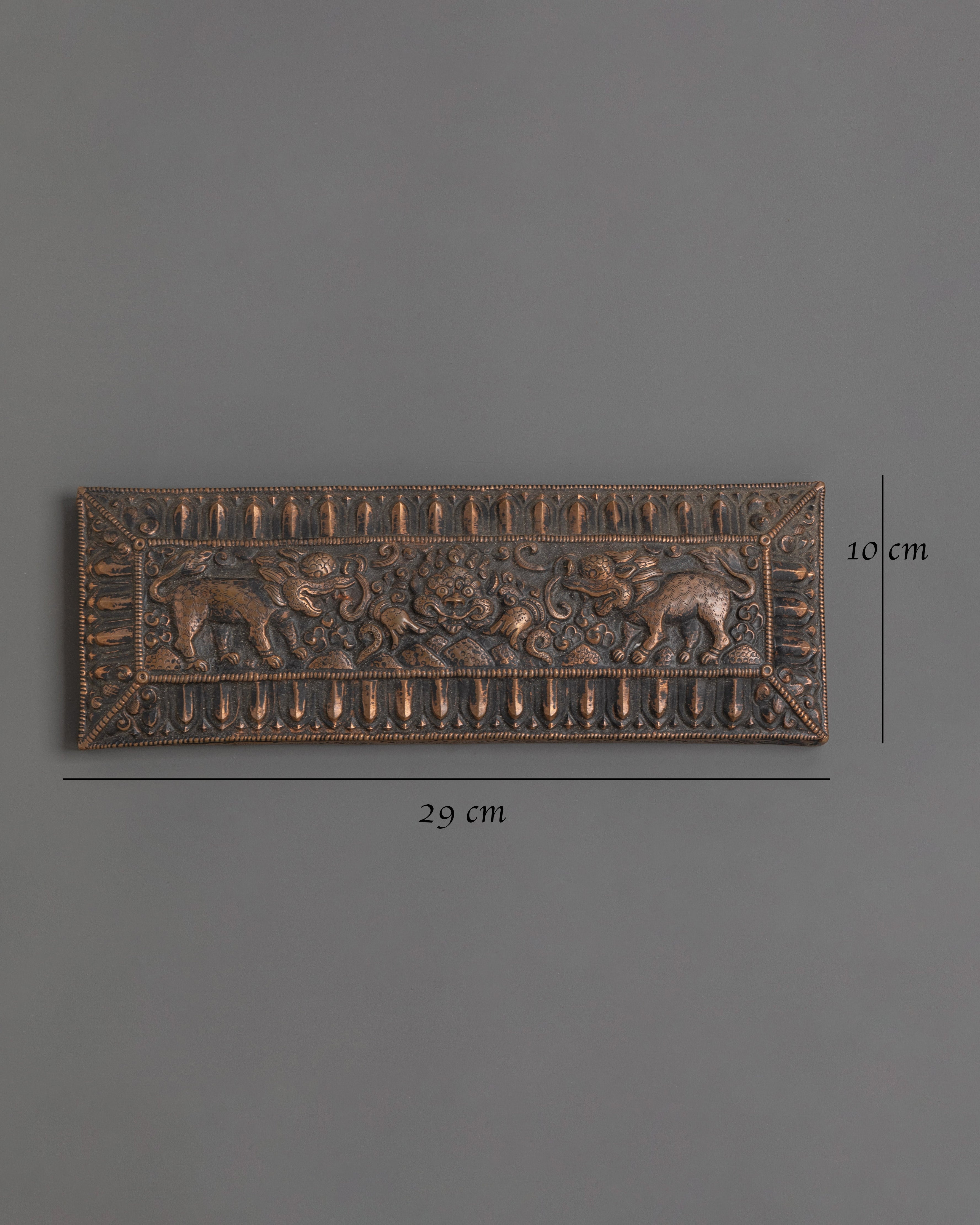 Handcrafted Tibetan Scripture Book Cover | Copper and Wood Buddhist Manuscript Protection