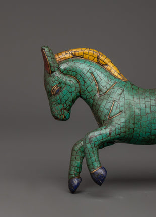 Turquoise Decorative Horse Statue | Handcrafted Decor Symbolizing Strength