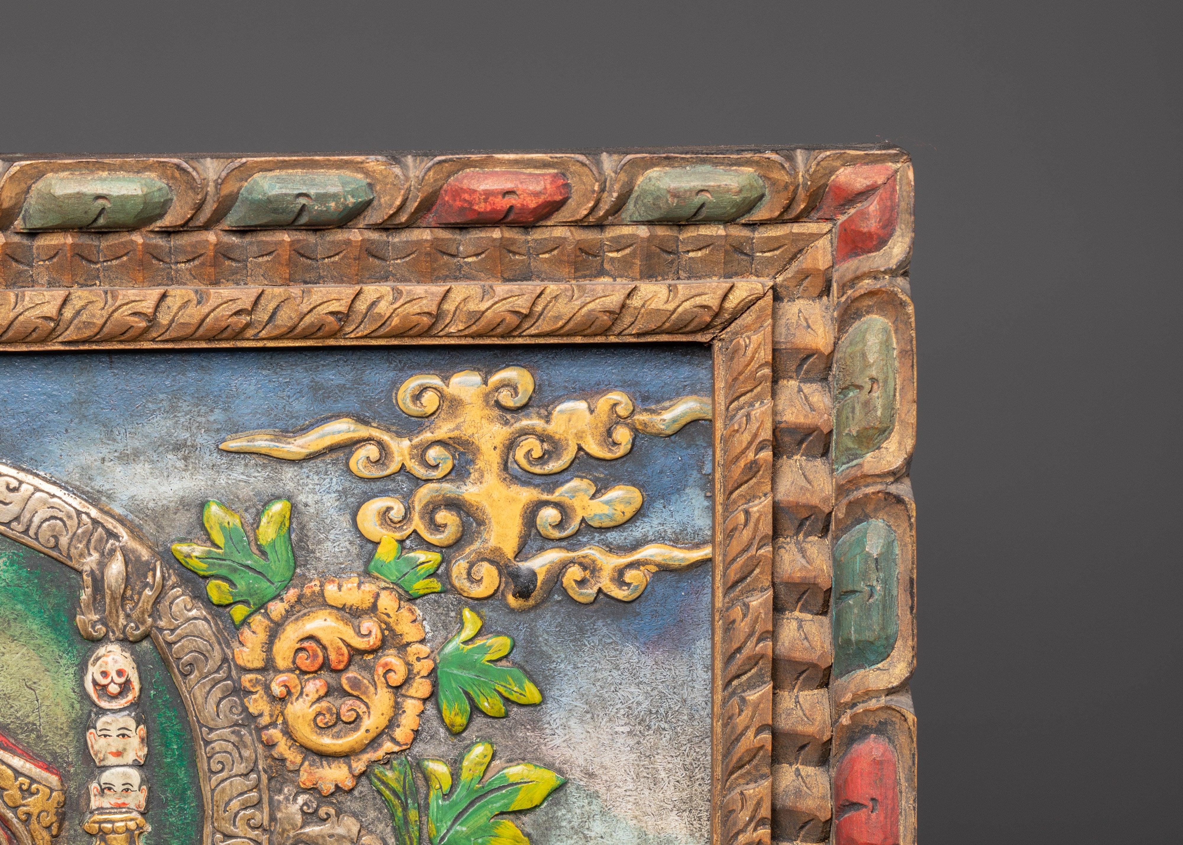 Wooden Frame Guru Rinpoche Wall Hanging | Symbol of Blessings and Protection