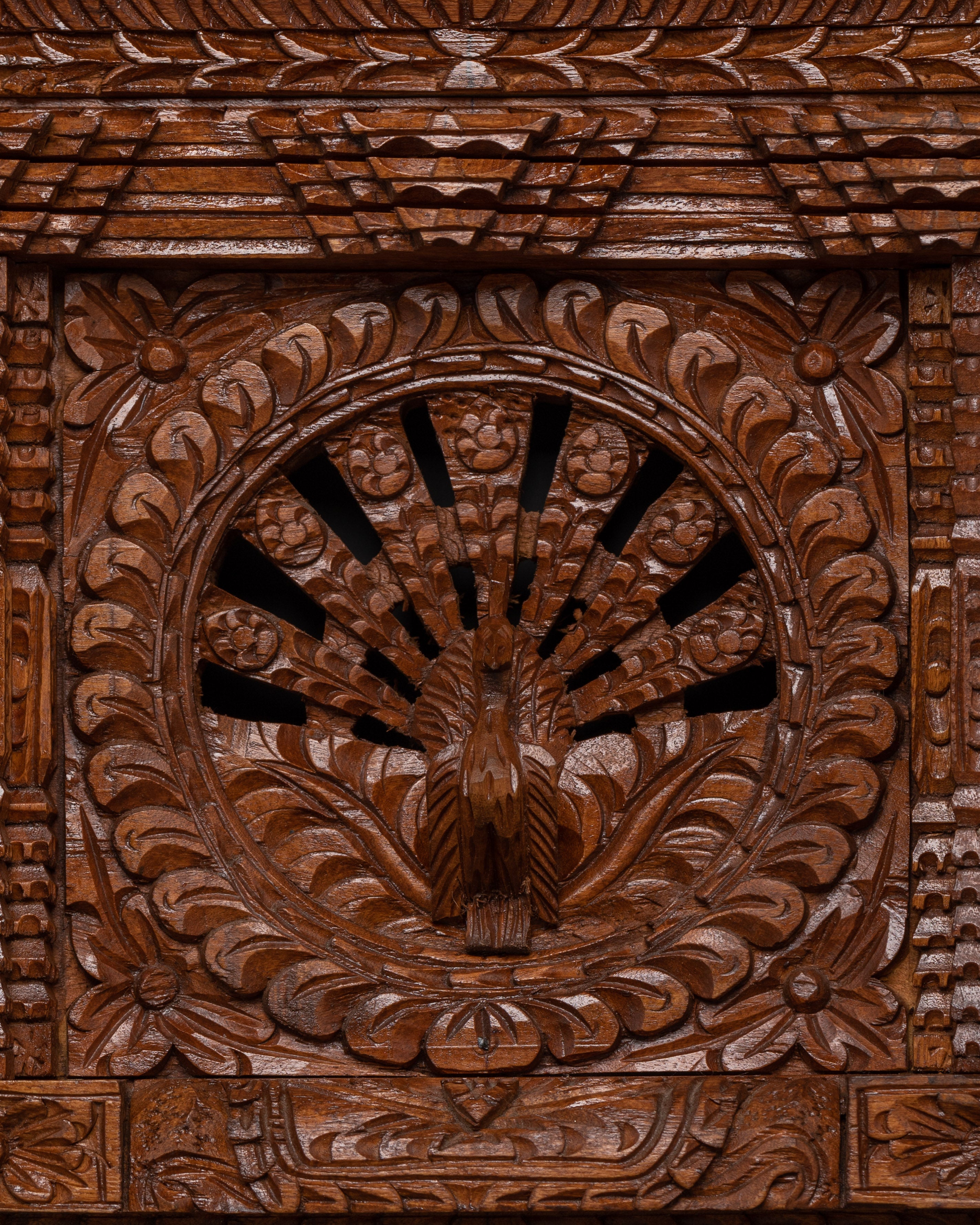 Traditional Wooden Wall Hanging | Peacock Motif Decor