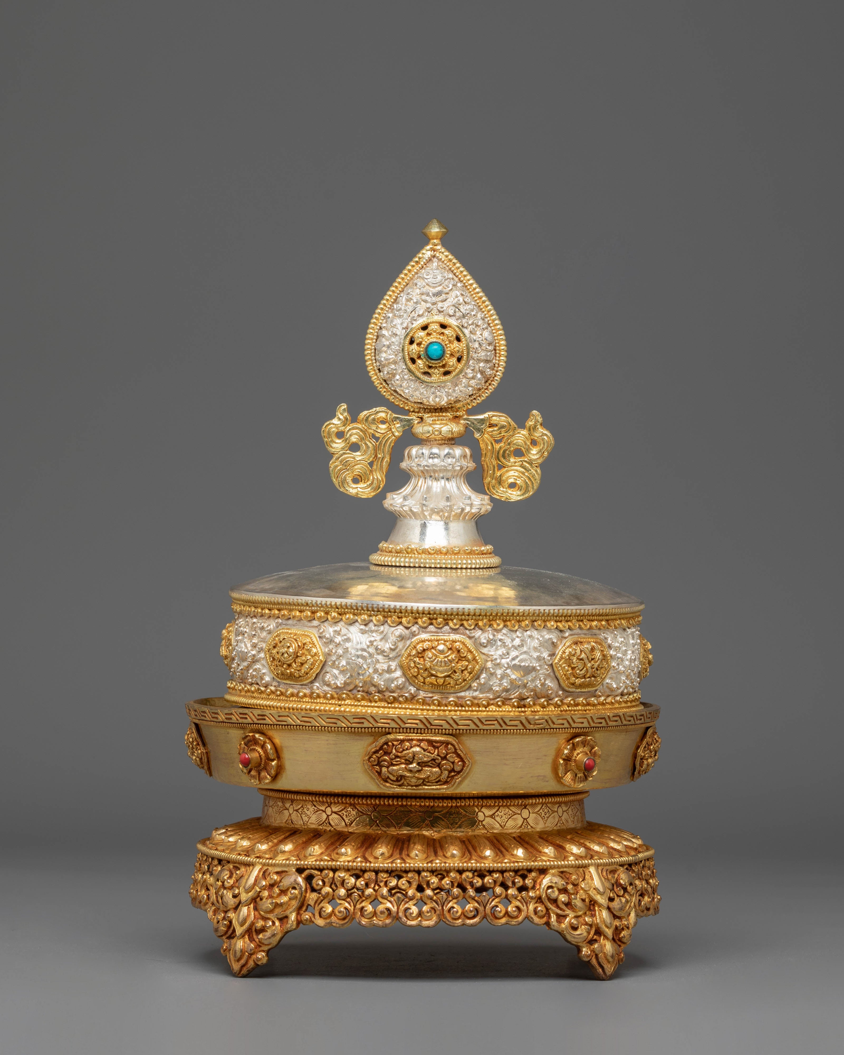 Tibetan Buddhist Mandala Set for Decor | Pure Silver & Fire Gold Mandala