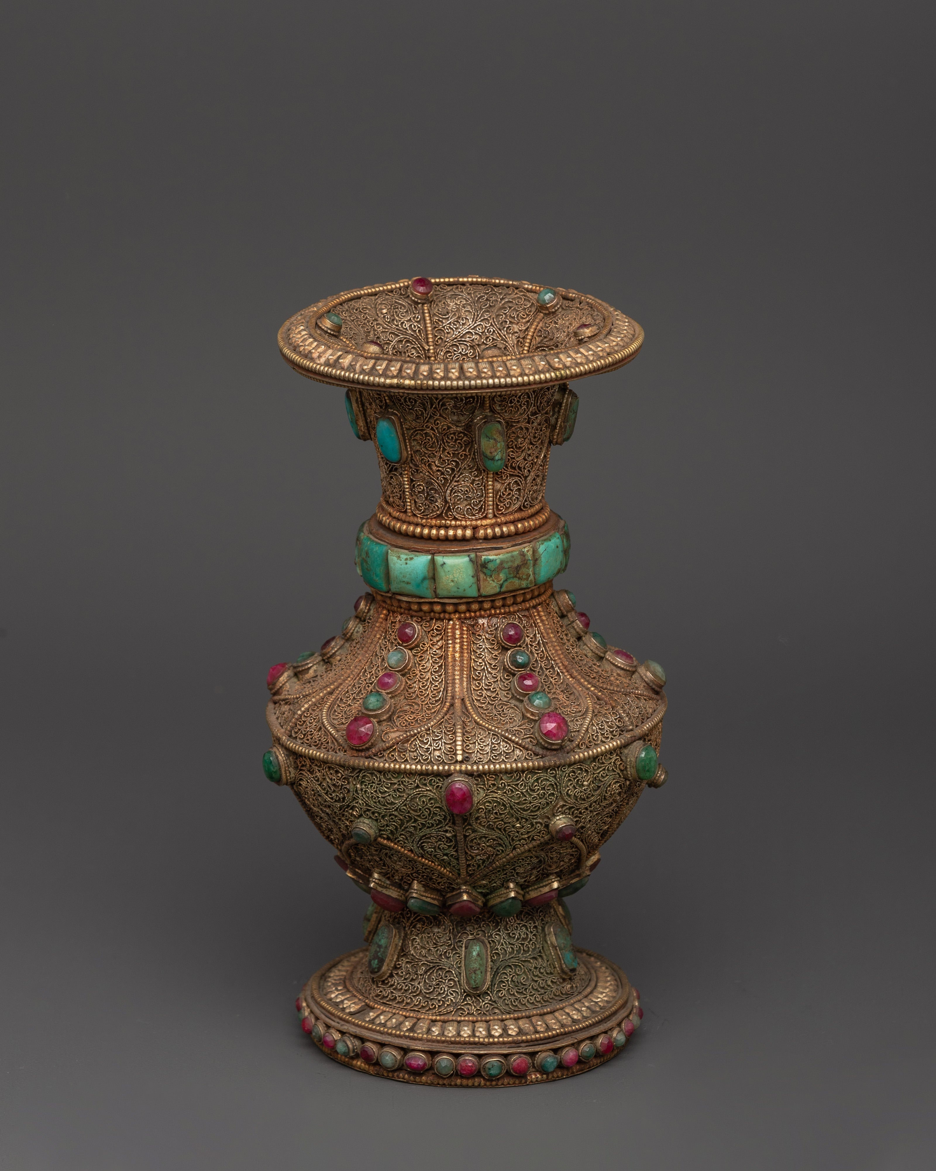 Handcrafted Copper Flower Vase | Electro Gold & Silver Plated Decorative Vase
