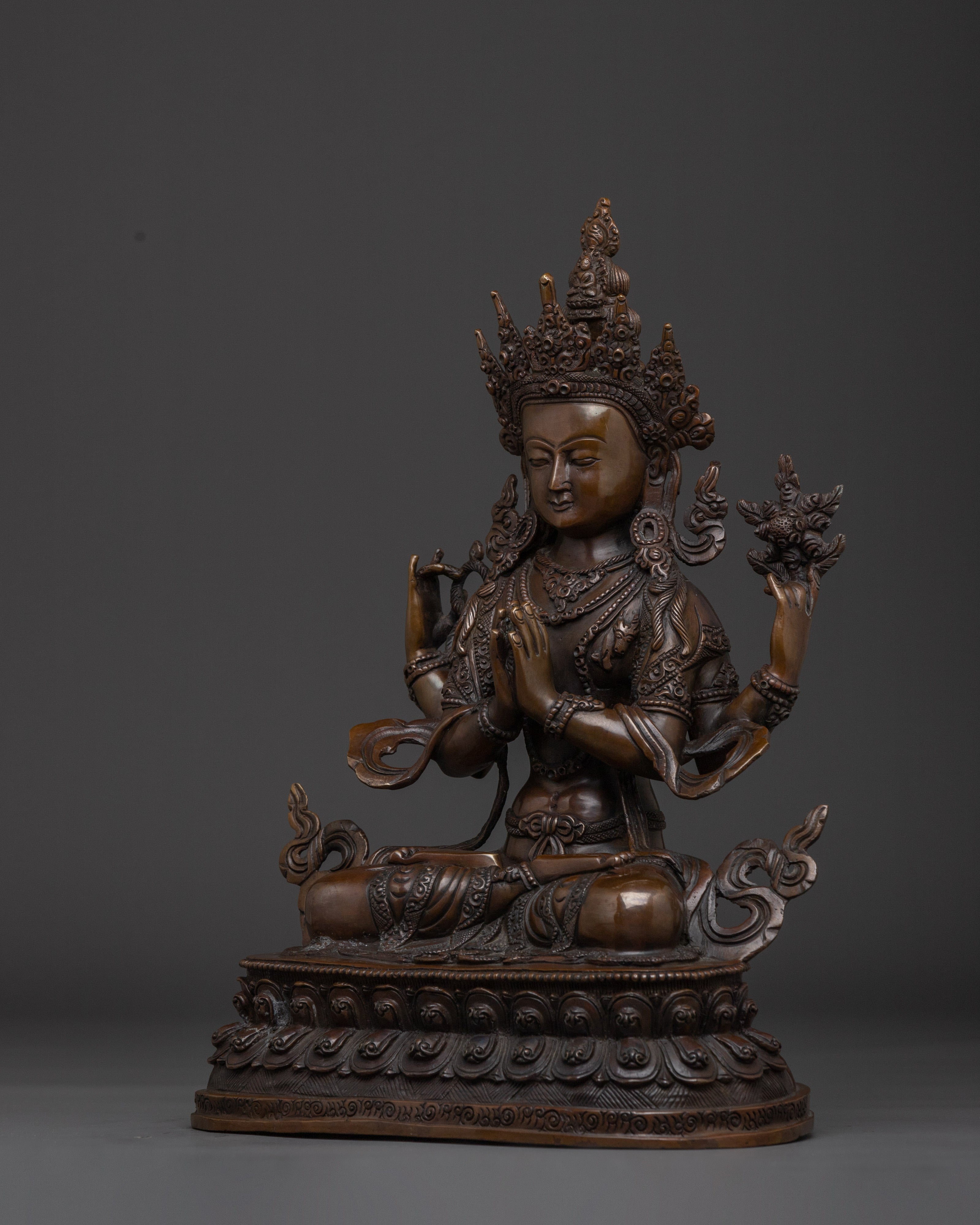 Kind Bodhisattva Chenrezig Statue | Avalokiteshvara Handmade Artwork