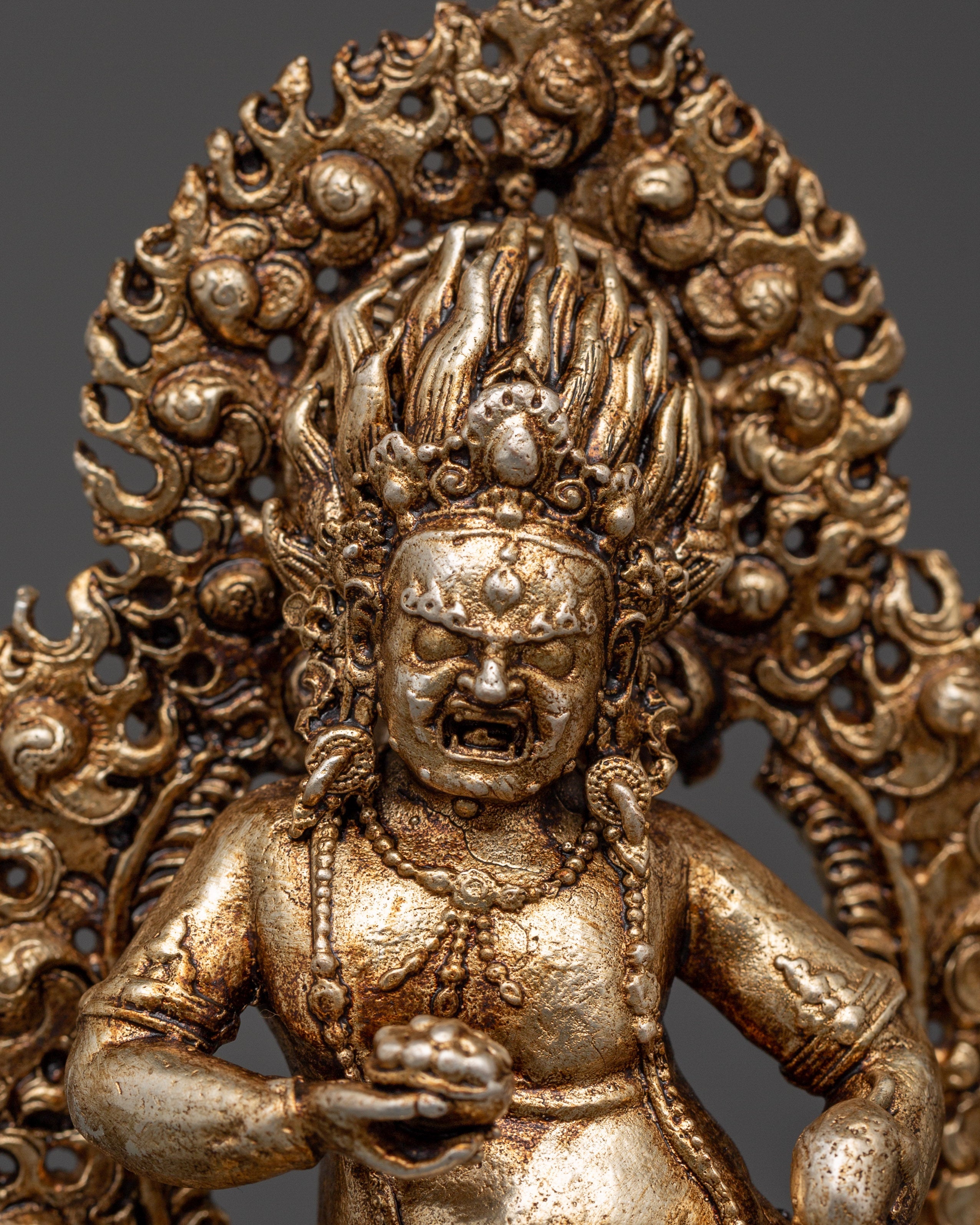 Black Dzambhala Tibetan Wealth Deity Statue | Copper Buddhist Sculpture for Home Decor