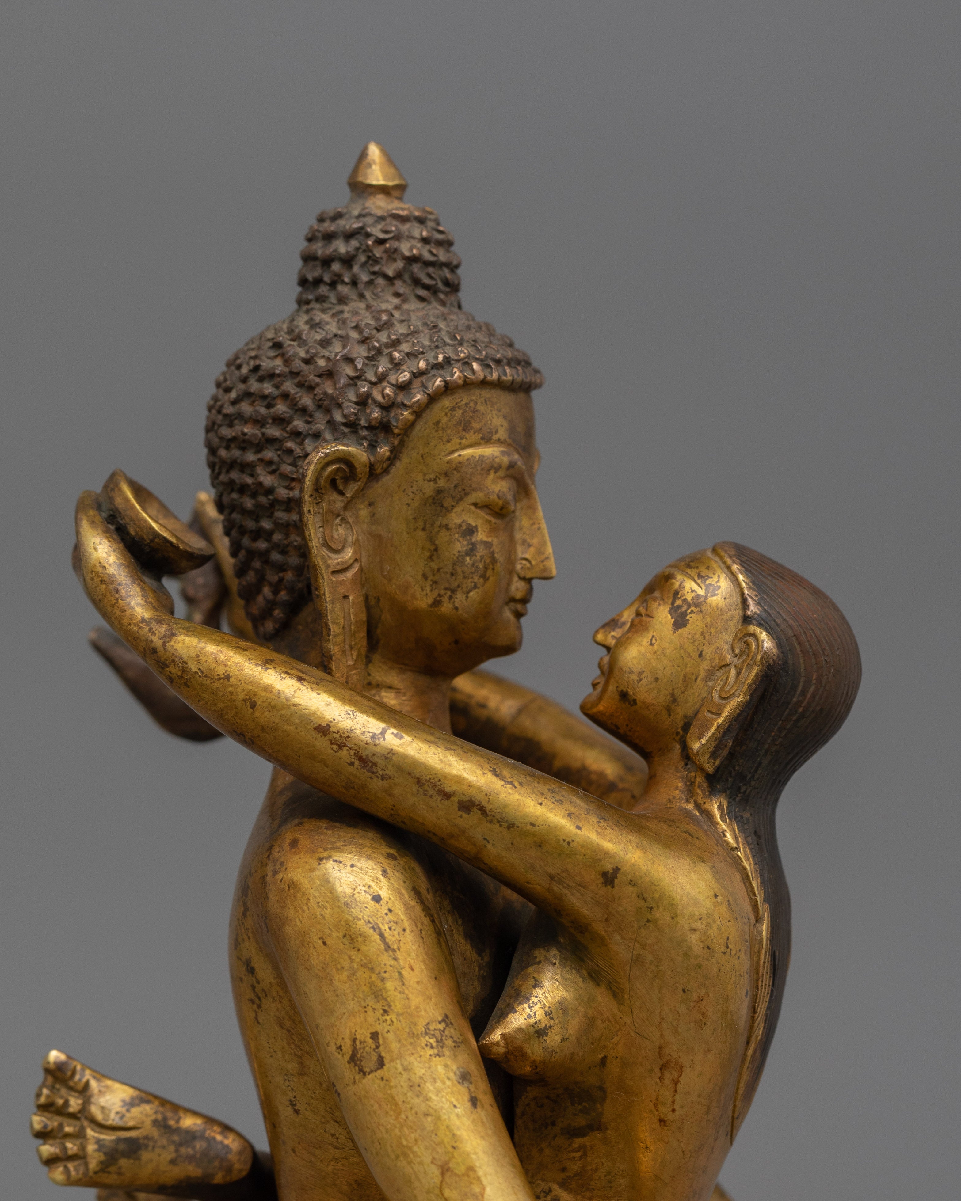 Sacred Samantabhadra Statue with His Consort | 24K Gold Gilded Figure