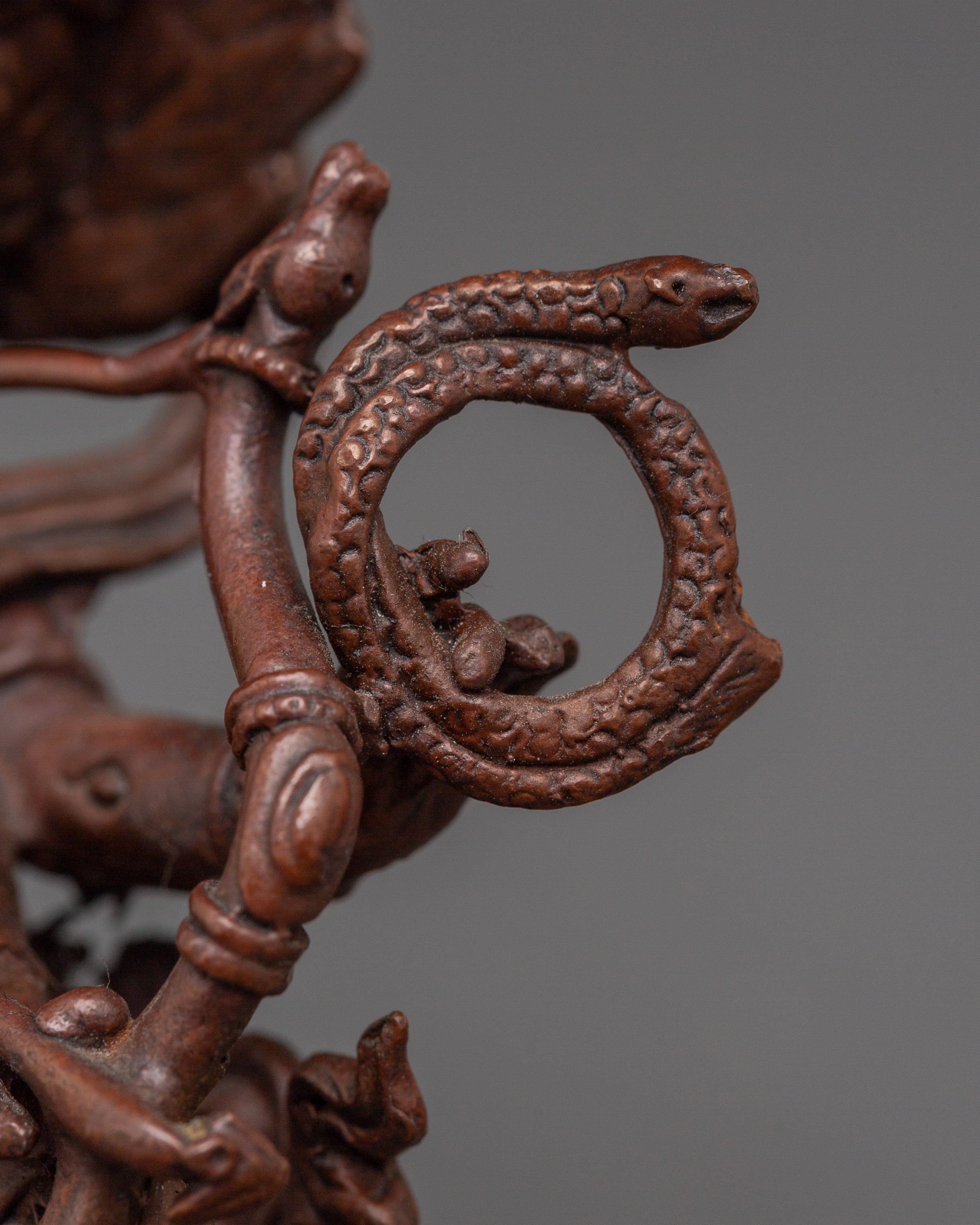 Sacred Dharma Protector Rahula Statue | Oxidized Copper Buddhist Deity Sculpture