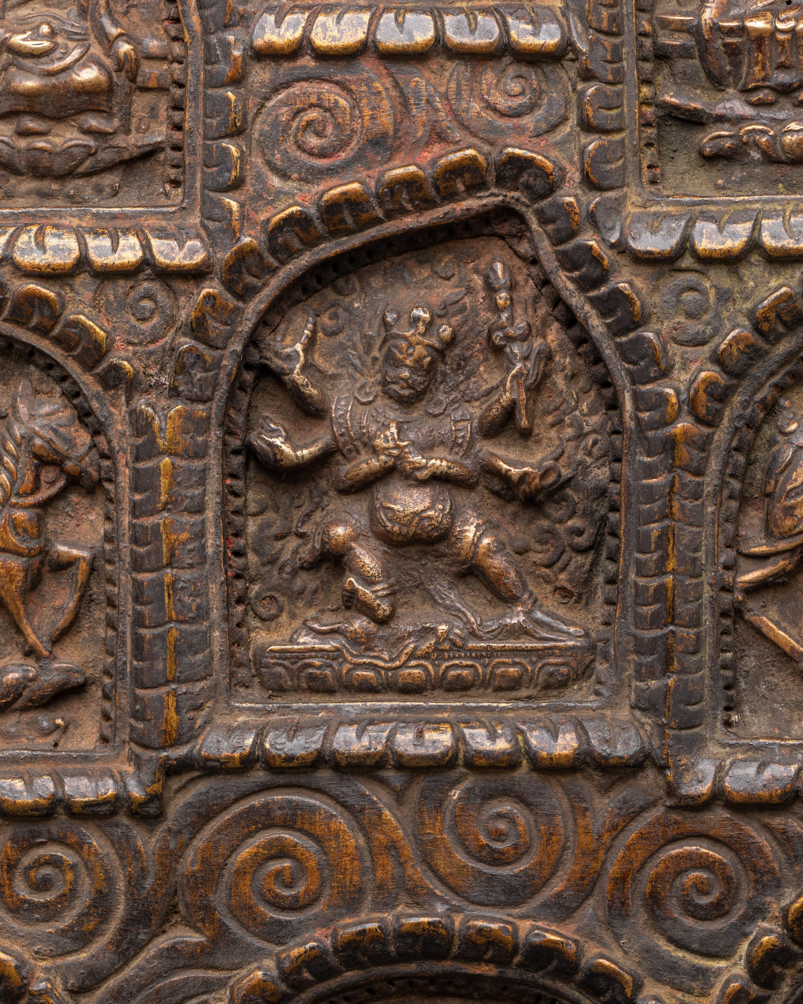 Handcrafted Buddhist Deities Plaque | Spiritual Relief Sculpture