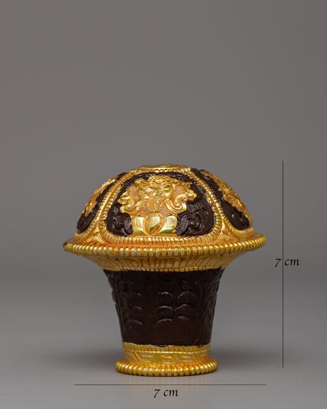 Handcrafted Traditional Brocade Thangka Stick Cap | Tibetan Buddhist Ritual Accessory