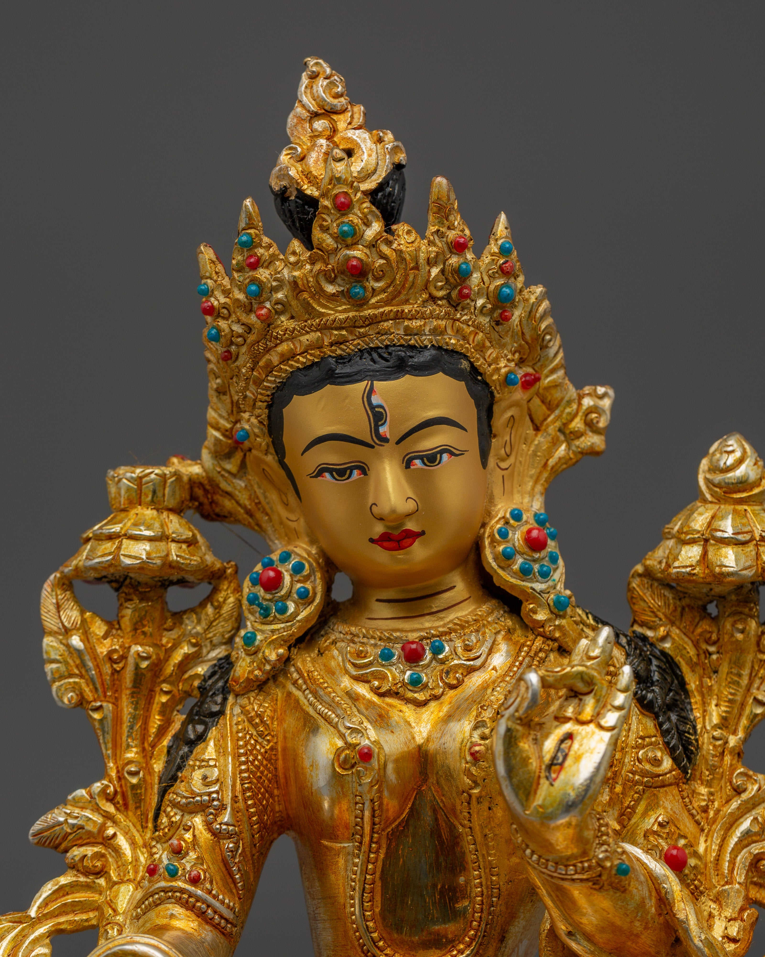 Handcrafted White Tara Copper Artwork | Buddhist Figurine for Spiritual Practice