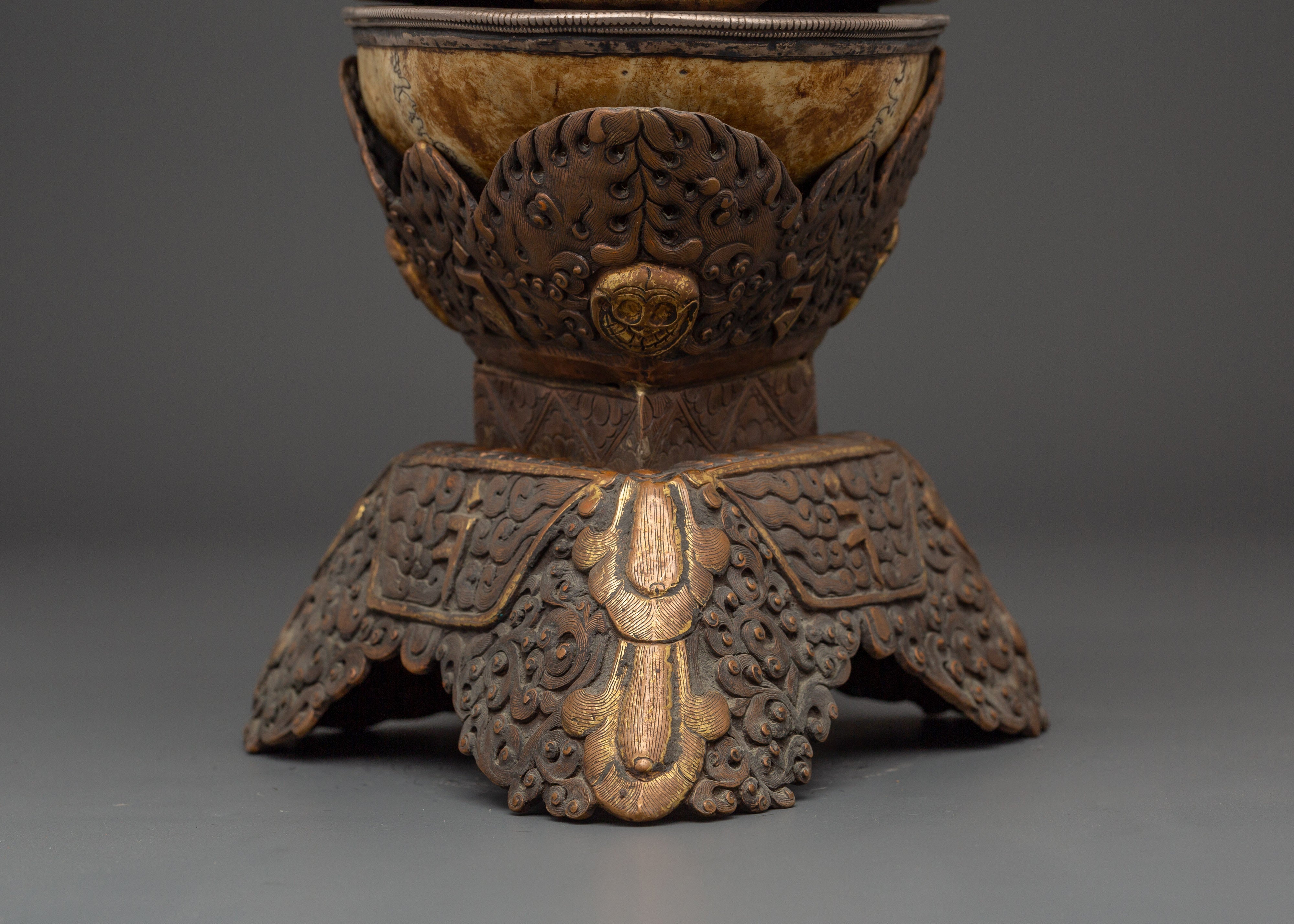 Ethically Sourced Buffalo Bone Kapala Skull Cup | Tibetan Ritual Vessel for Meditation