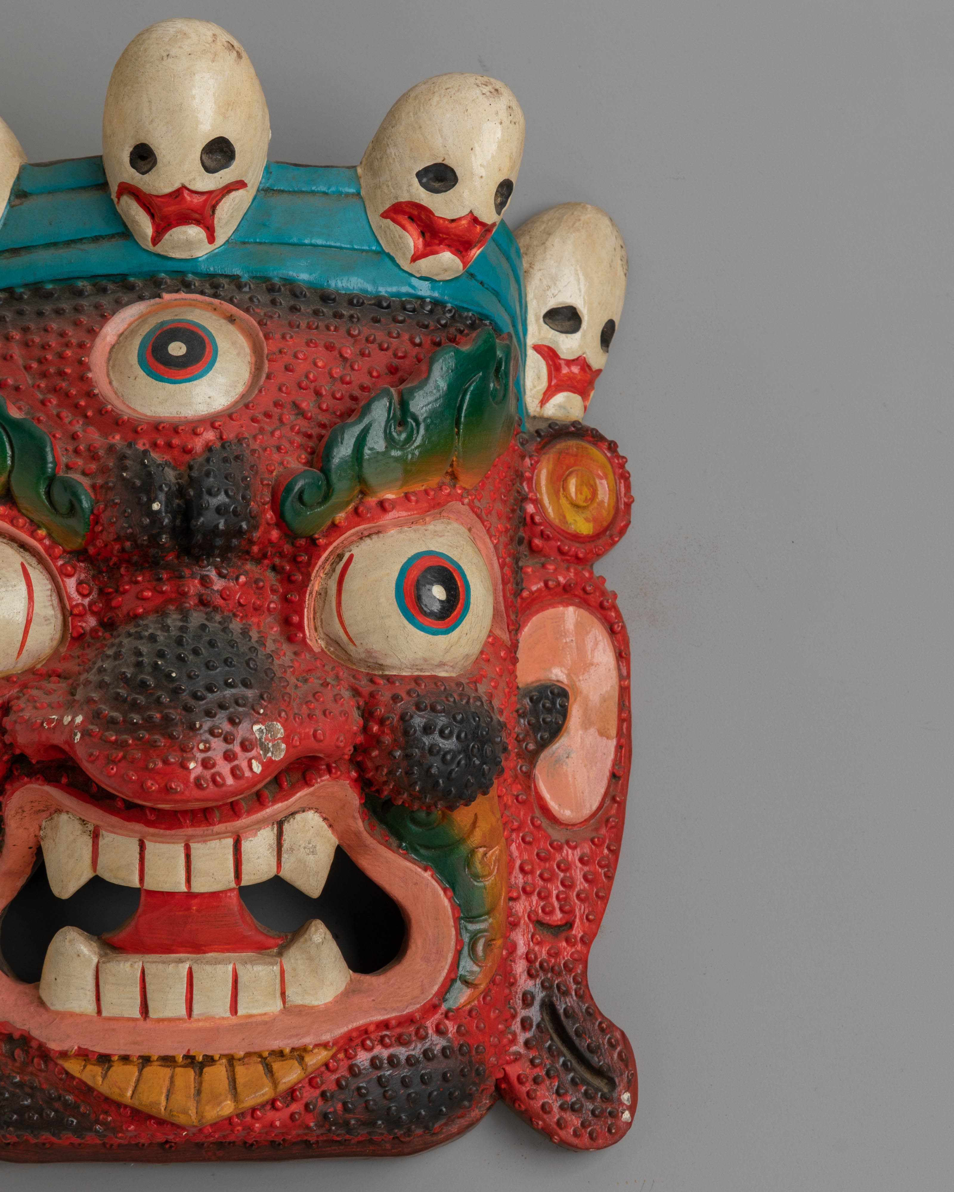 Wooden Bhairava Mask Wall Art | Protector Deity Wall Hanging