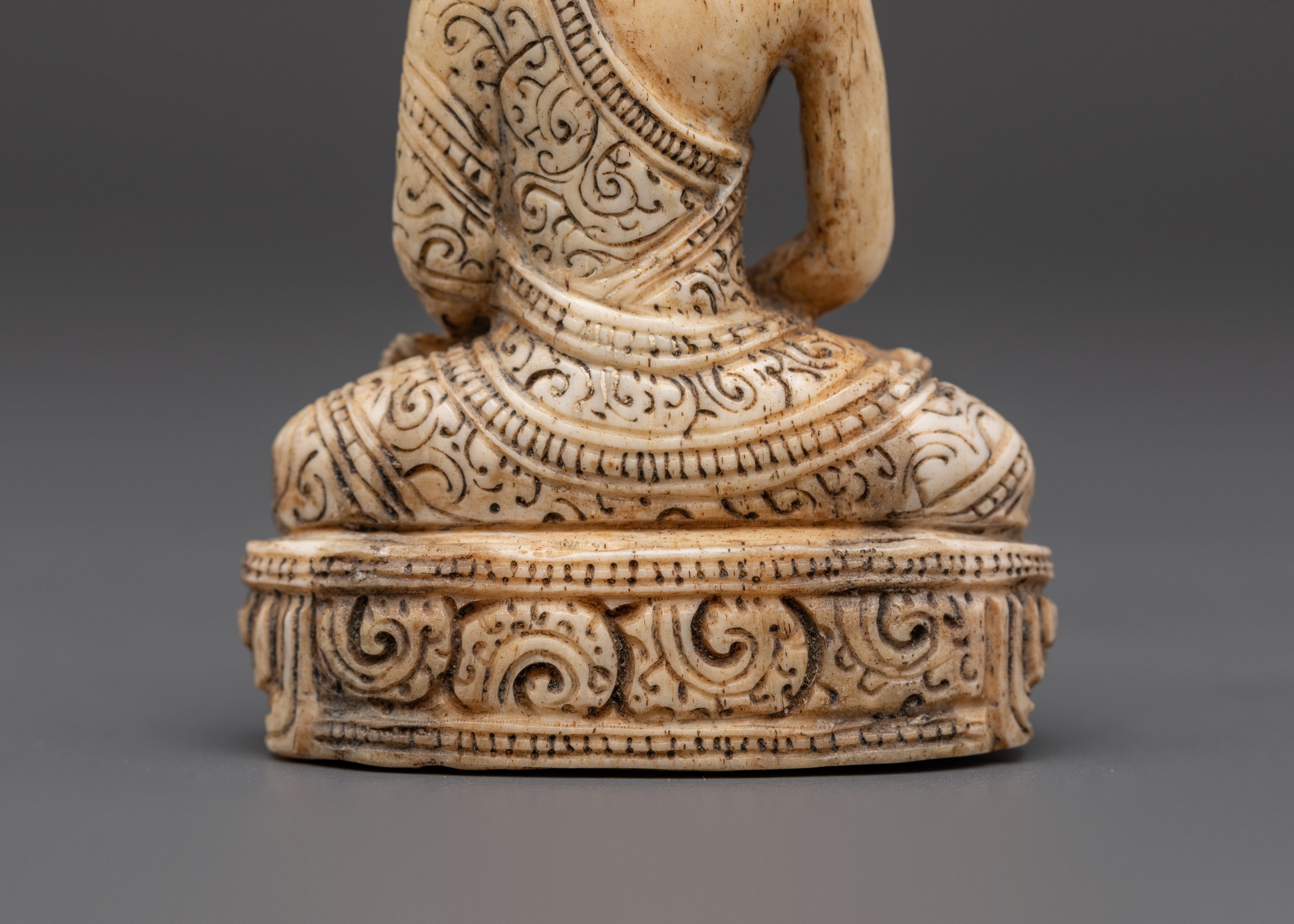 Sacred Ethically Sourced Yak Bone Amitabha Buddha Sculpture | Meditation Gift