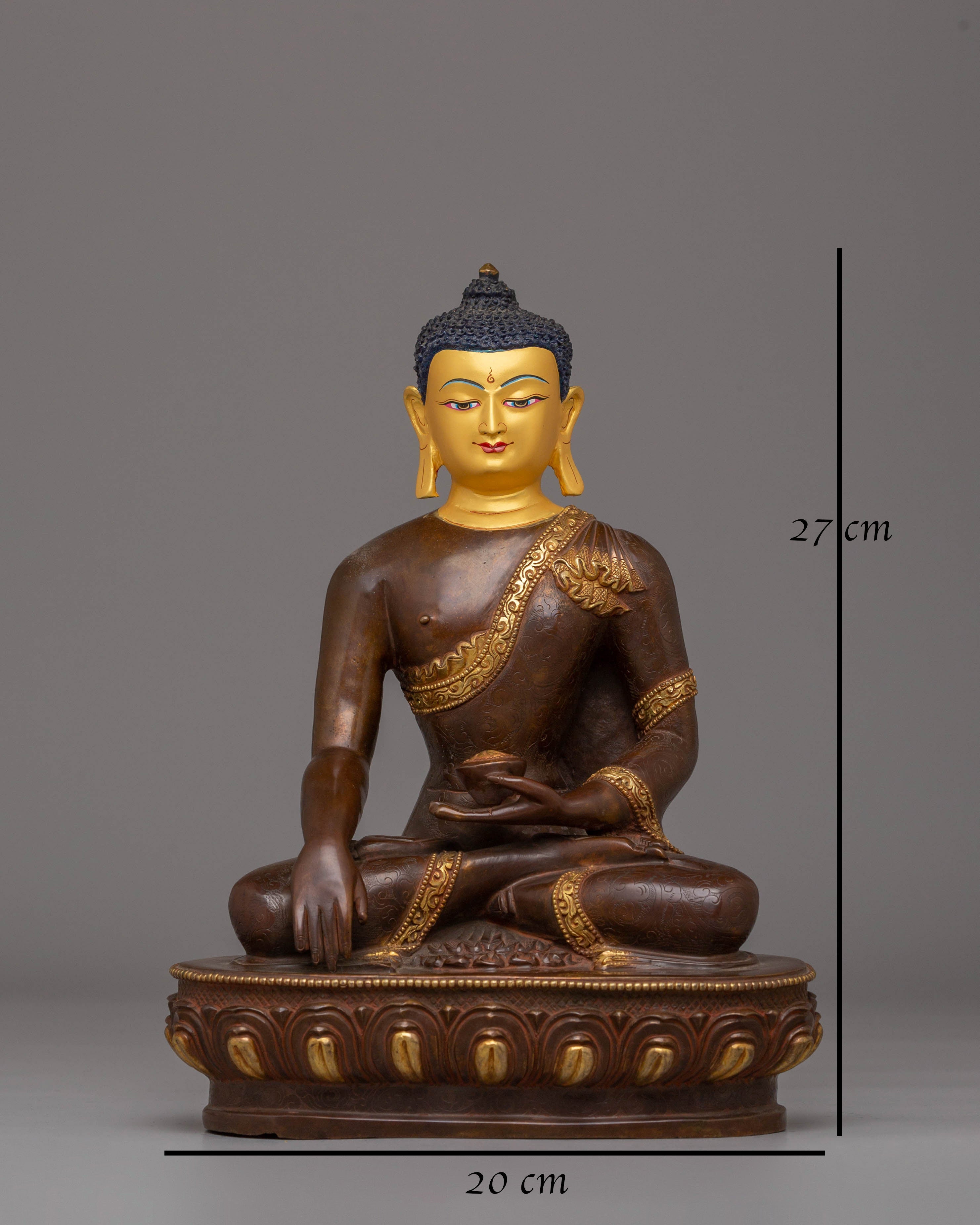 Buddha Shakyamuni Divine Statue | Sacred Copper & Gold-Plated Sculpture