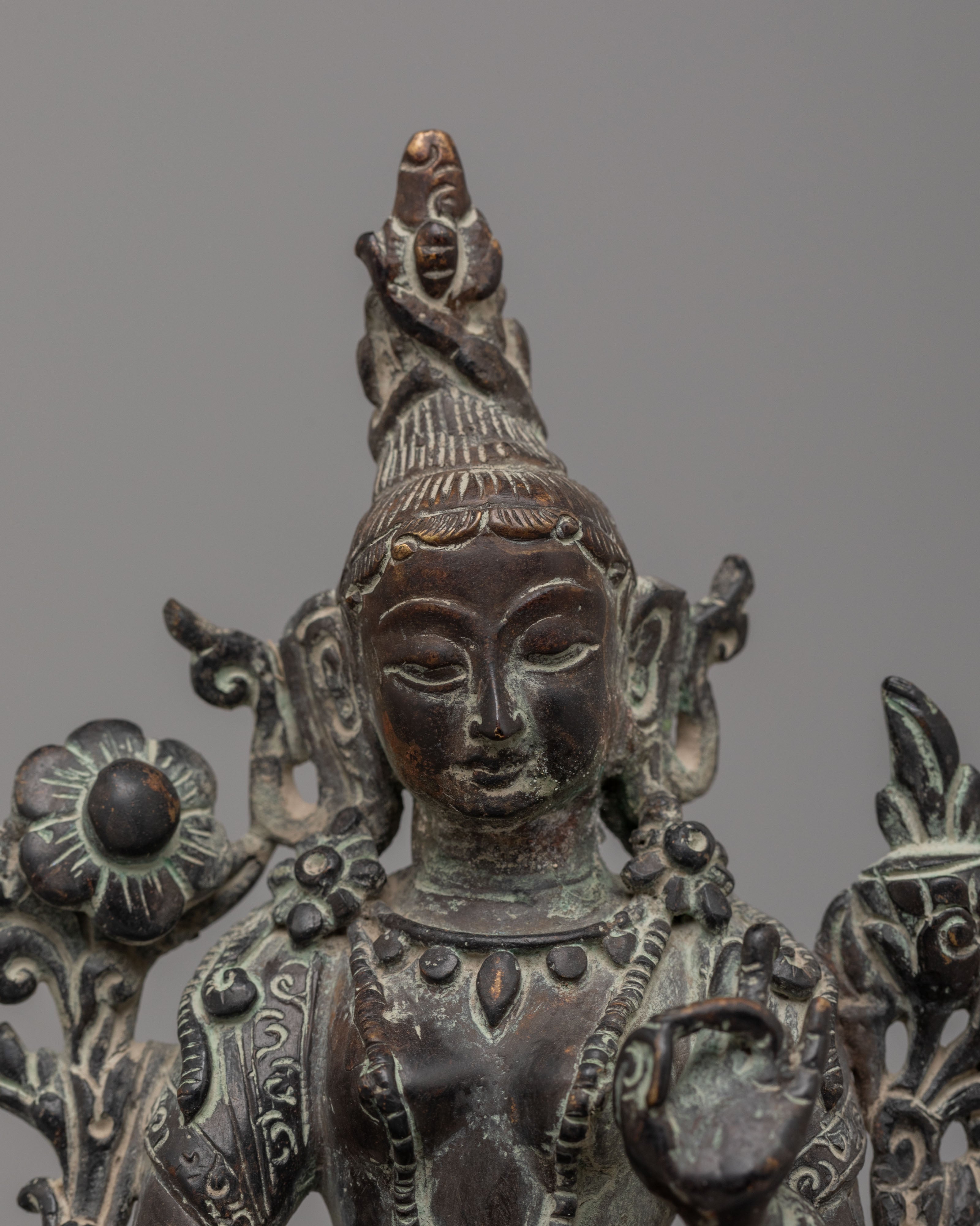 Traditional Green Tara Sculpture | Handcrafted Tibetan Goddess Figurine