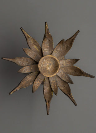 Sacred Tibetan Lotus Lamp for Altar and Ritual Use | Antique Brass Decor