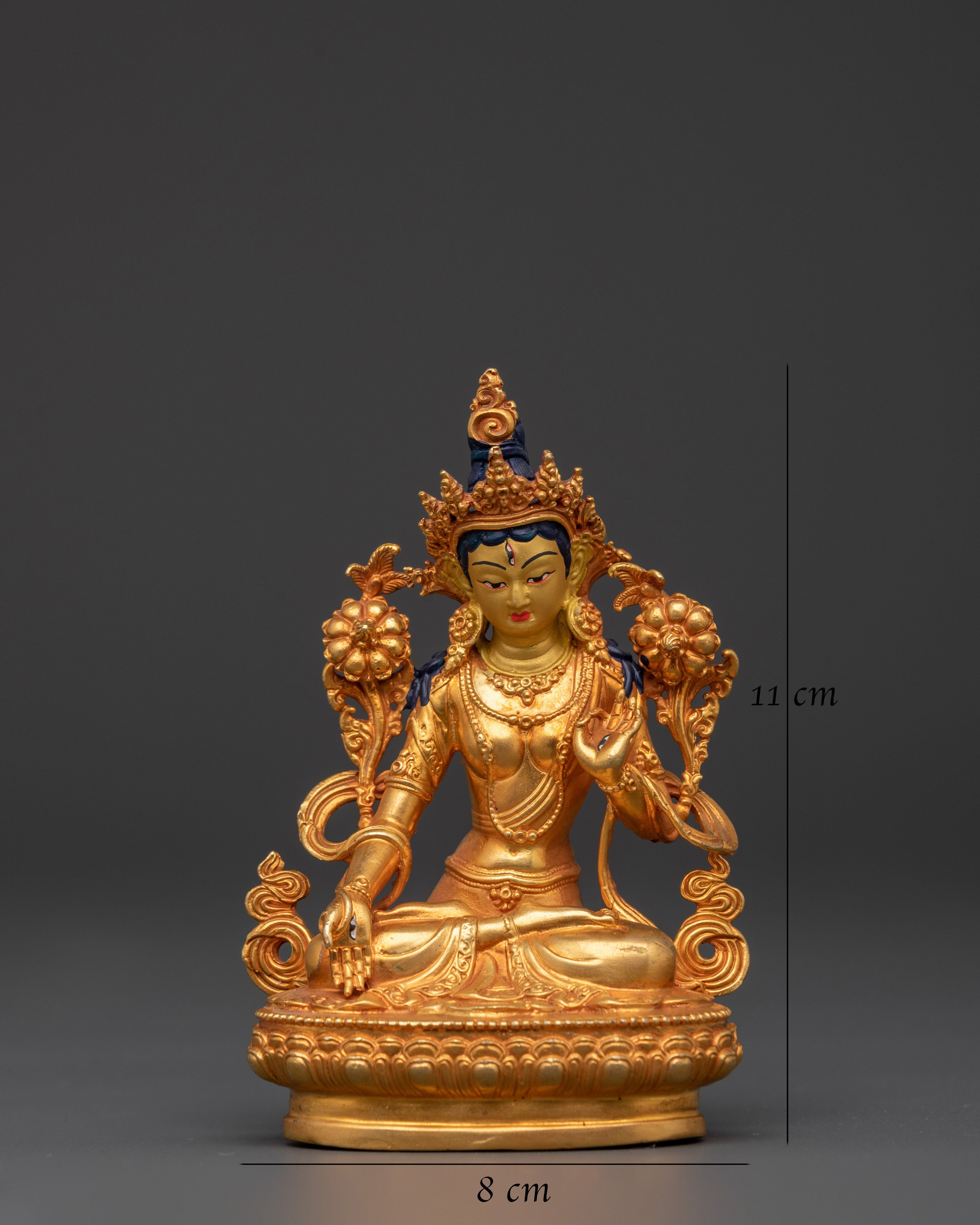 Tara in Lotus Pose | Handcrafted Copper and Gold-Plated White Tara Statue