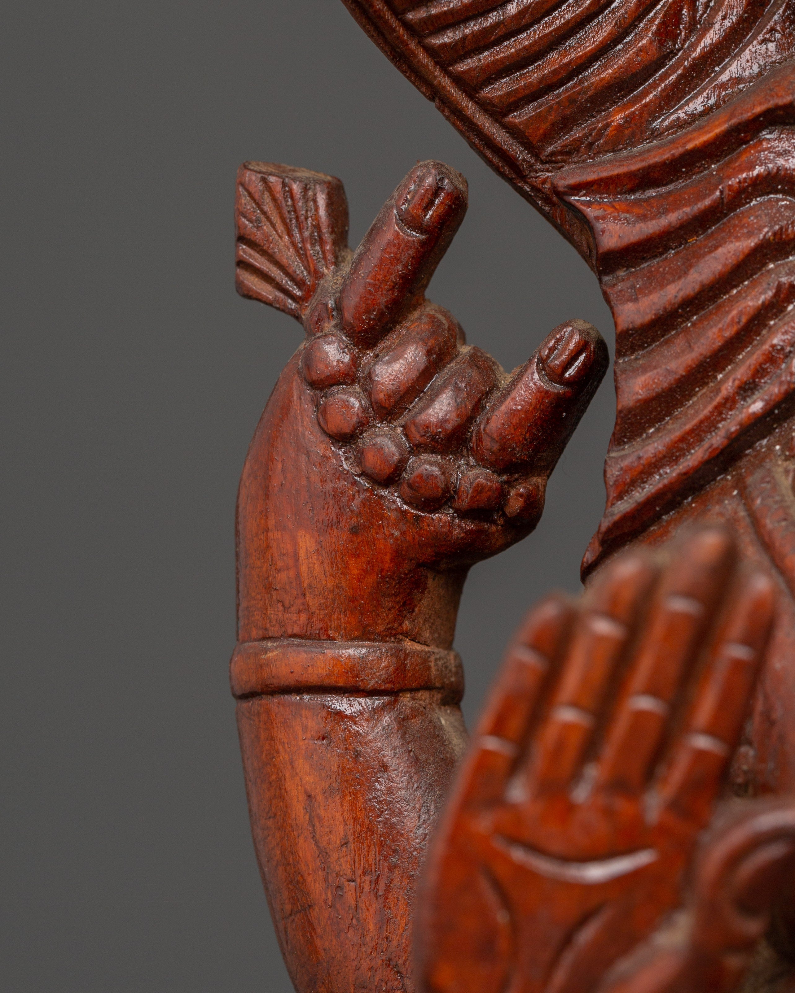 Handcrafted Wooden Ganesha Sculpture | Hindu Elephant Deity Figurine