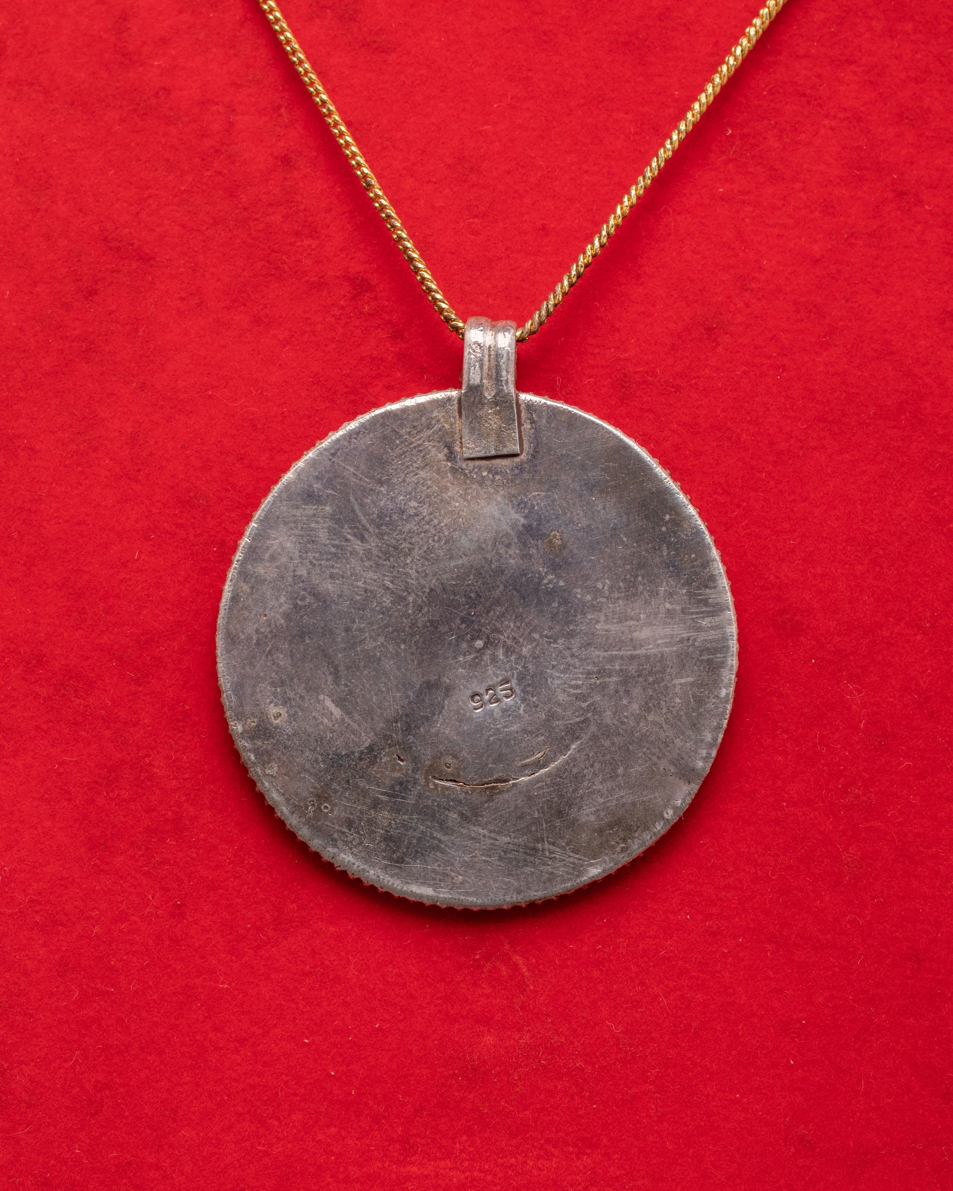 Traditional Handcrafted Silver Pendant | Coral Gold Plated Jewelry