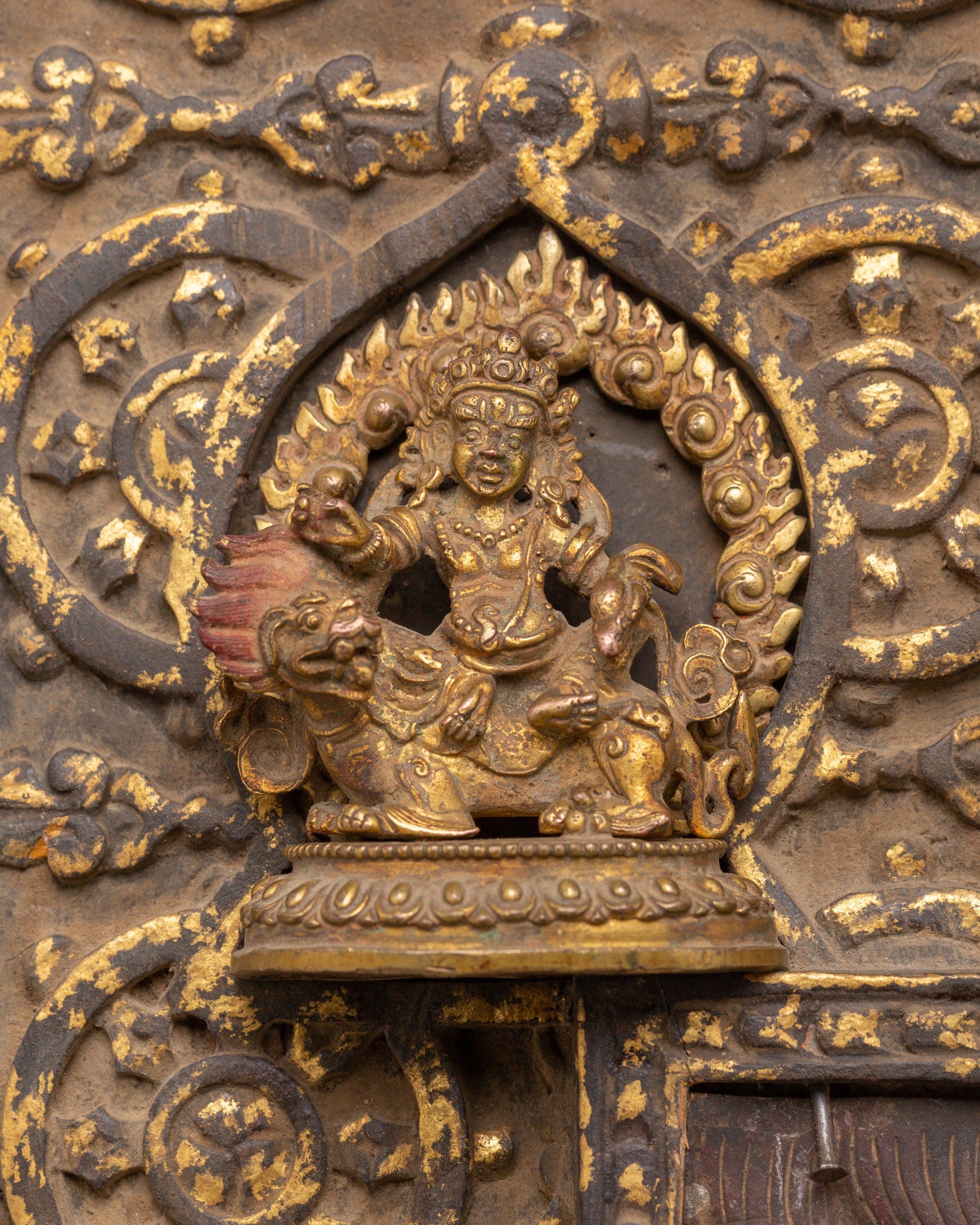 Mahakala Deity Wall Hanging with Four Deities and Vajra Design