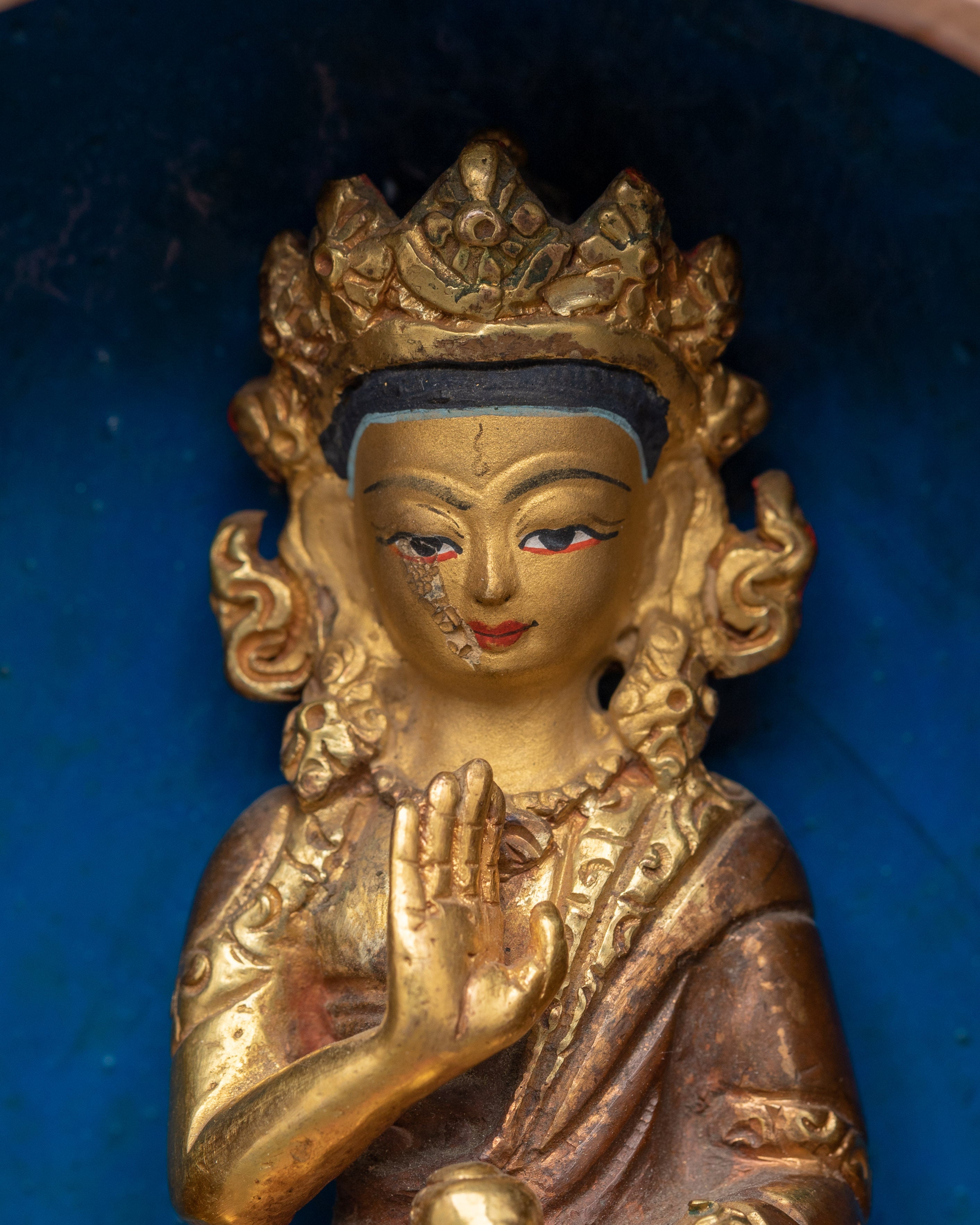 Handcrafted Altar Box with Buddha Statue | Wooden Meditation Shrine, Spiritual Decor