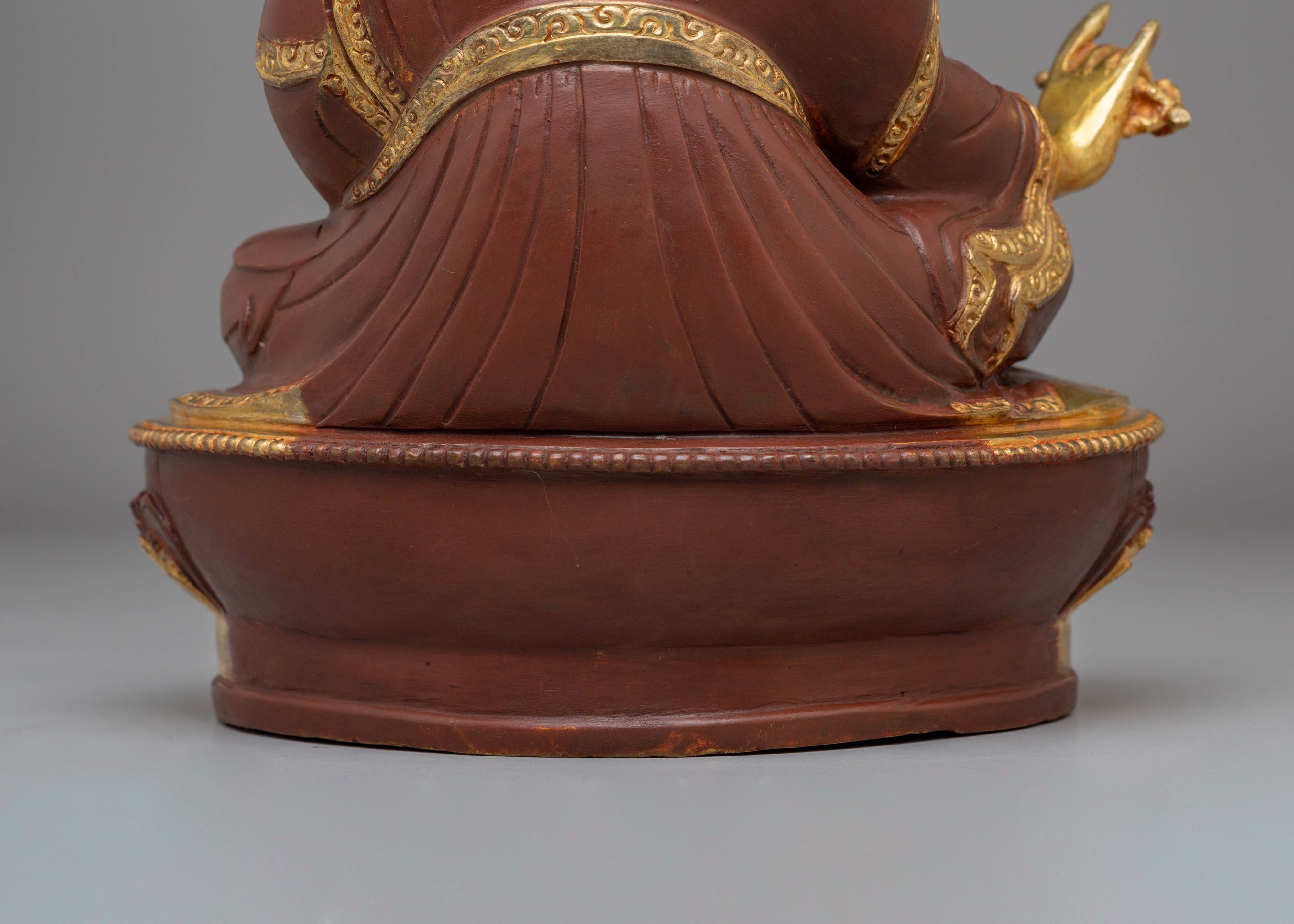 Padmasambhava Himalayan Statue | Copper, Gold-Plated with Coral & Turquoise Accents