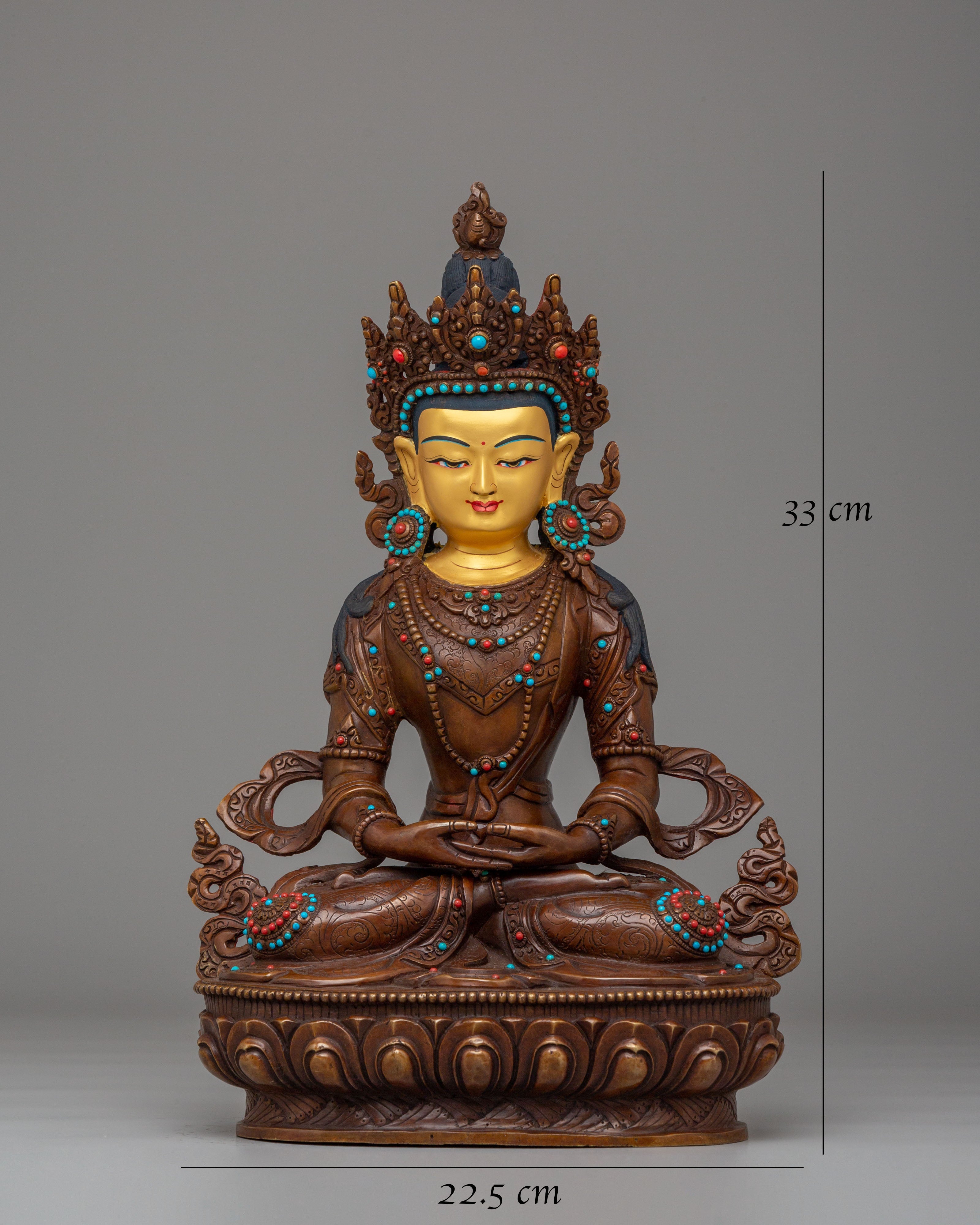 Sacred Amitayus Deity Statue | Handmade Tibetan Artwork for Spiritual Blessings
