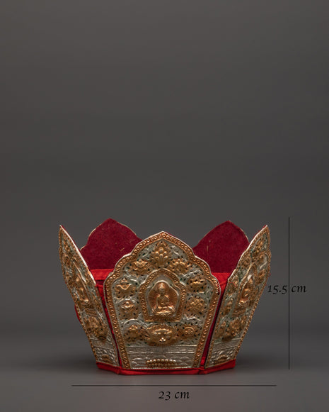 Set of 5 Dhyani Buddha Statues with Five-Point Crowns | Handcrafted Copper Figures
