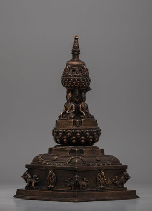 Traditional Handmade Tibetan Brass Stupa | Icon of Harmony, Protection, and Wisdom