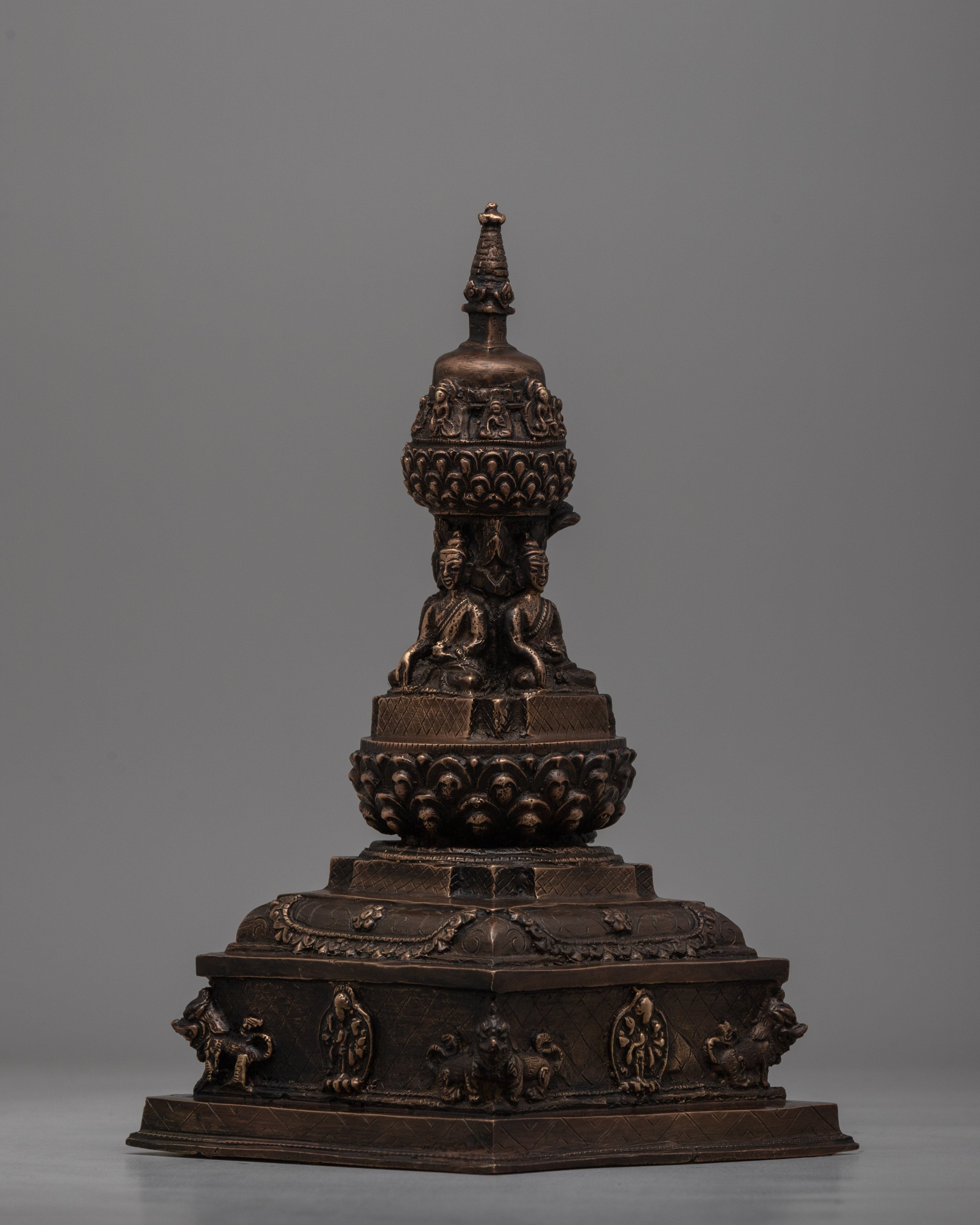 Traditional Handmade Tibetan Brass Stupa | Icon of Harmony, Protection, and Wisdom