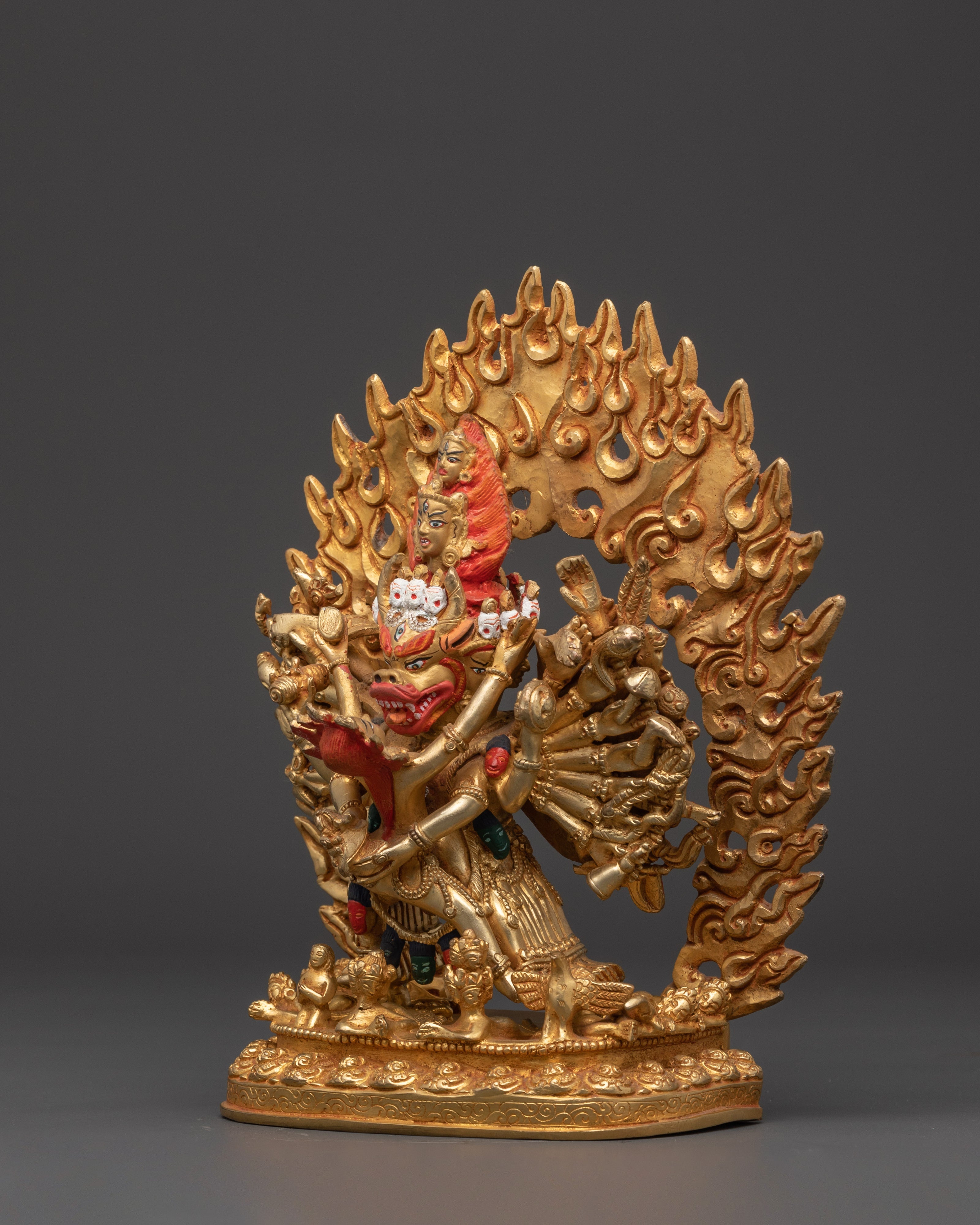 Sacred Conqueror of Death Yamantaka Statue | Tibetan Buddhist Deity Sculpture
