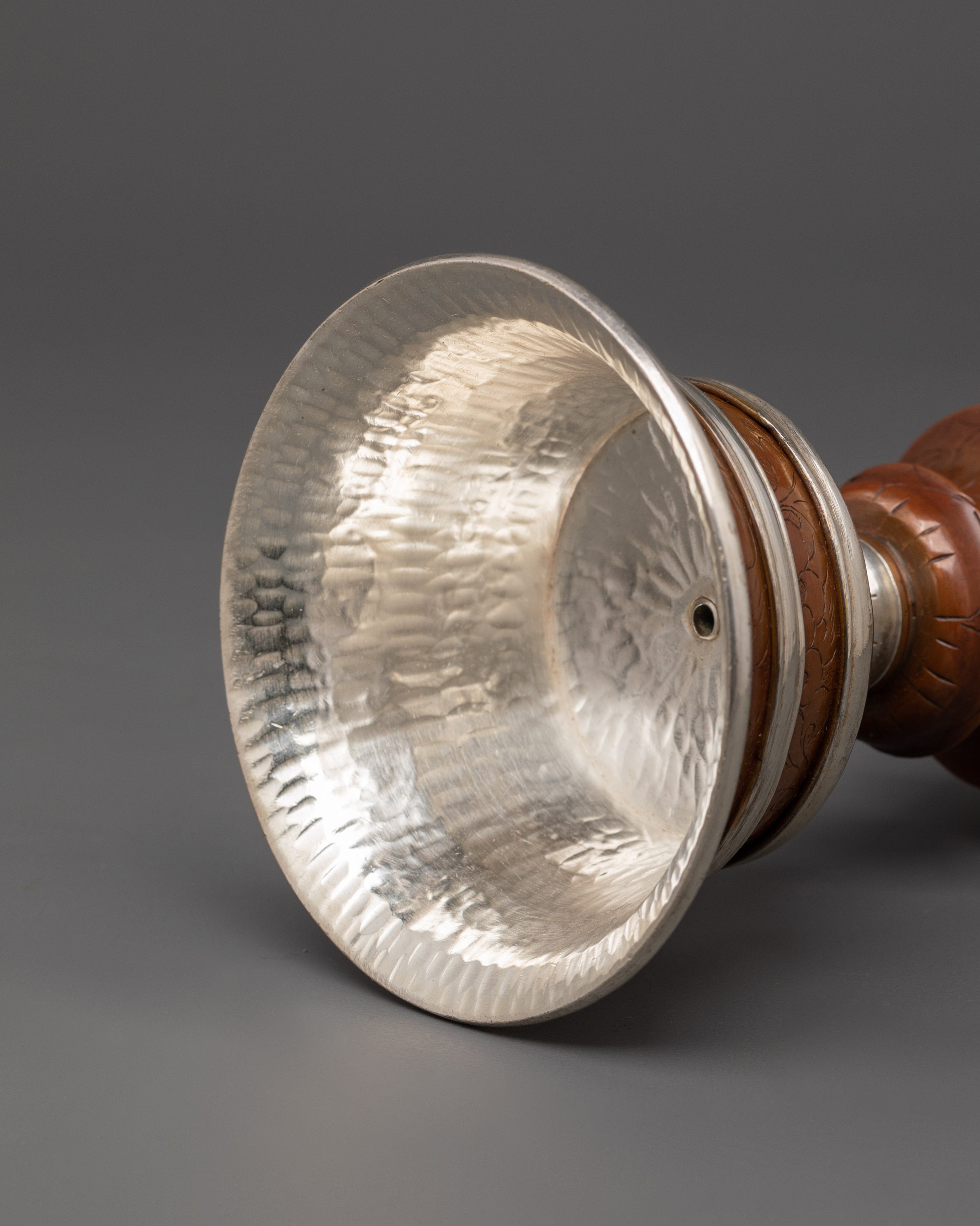 Silver-Plated Tibetan Ritual Butter Lamp | Buddhist Ritual Oil Lamp for Meditation & Altar