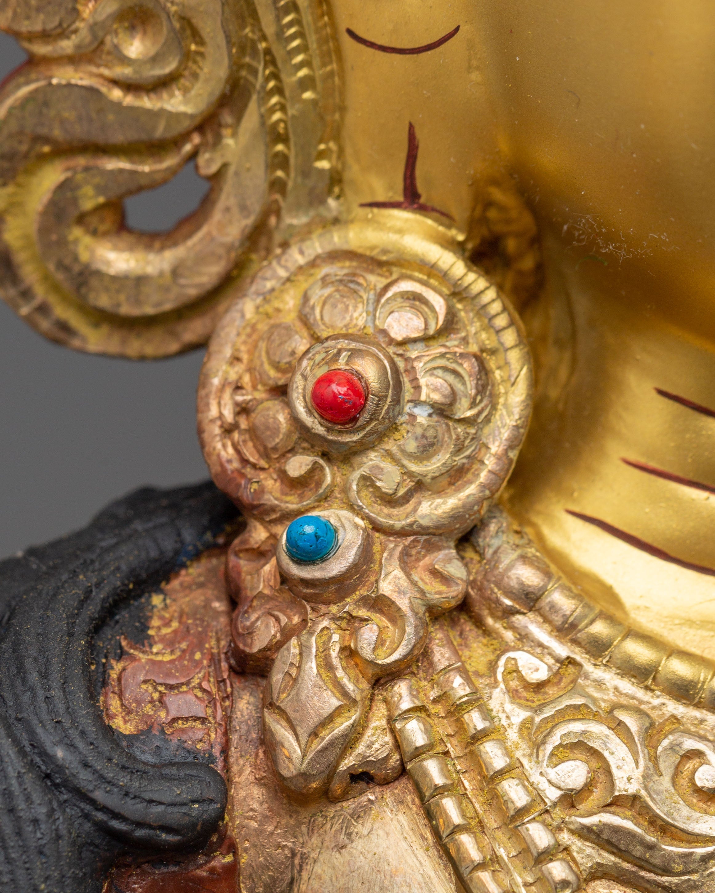 Statue of Supreme Deity of Wisdom Manjushri | Gold Plated Buddhist Bodhisattva Sculpture