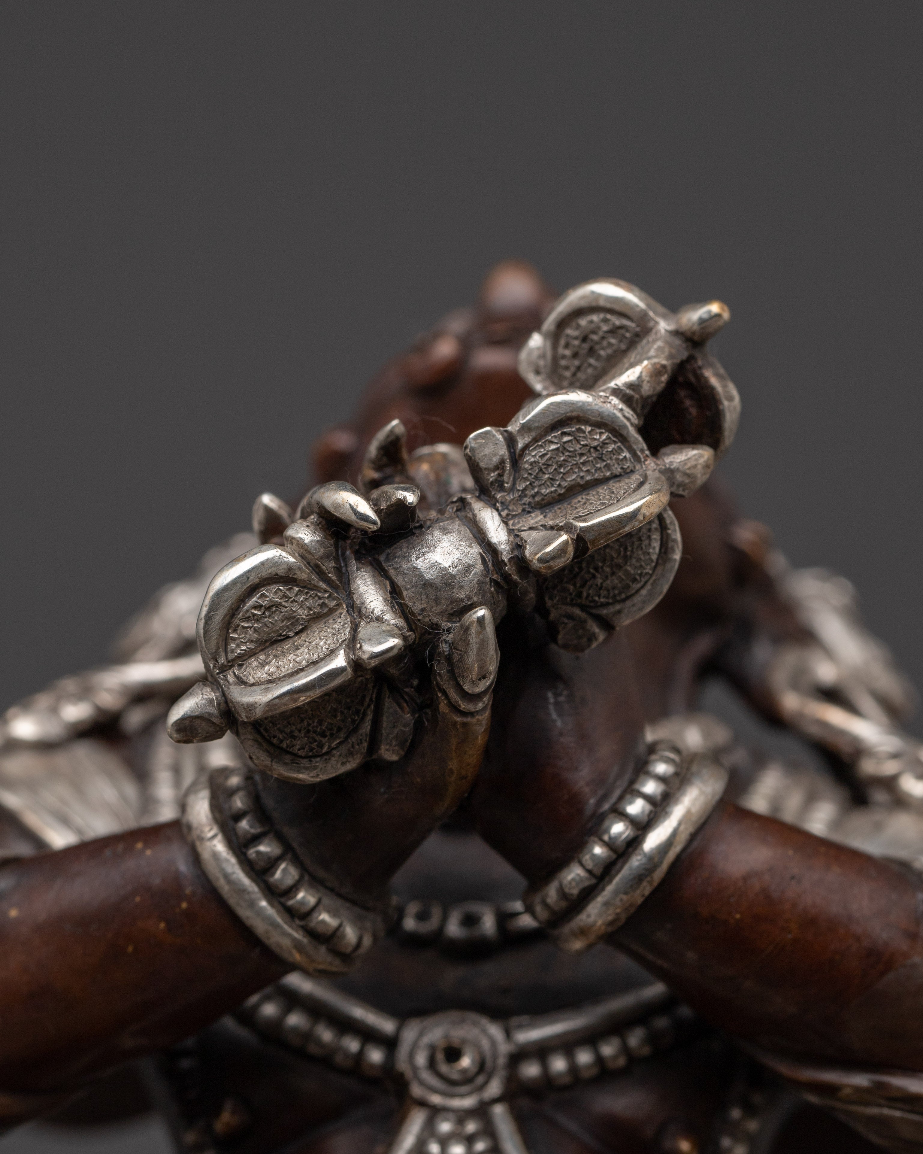 Oxidized Copper Body Vajradhaka Statue | Intricate Gold & Acrylic Paintings