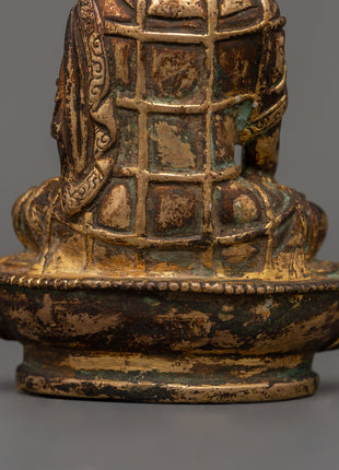 Shakyamuni Buddha Buddhist Altar Decor | Sacred Antique Copper Statue for Meditation